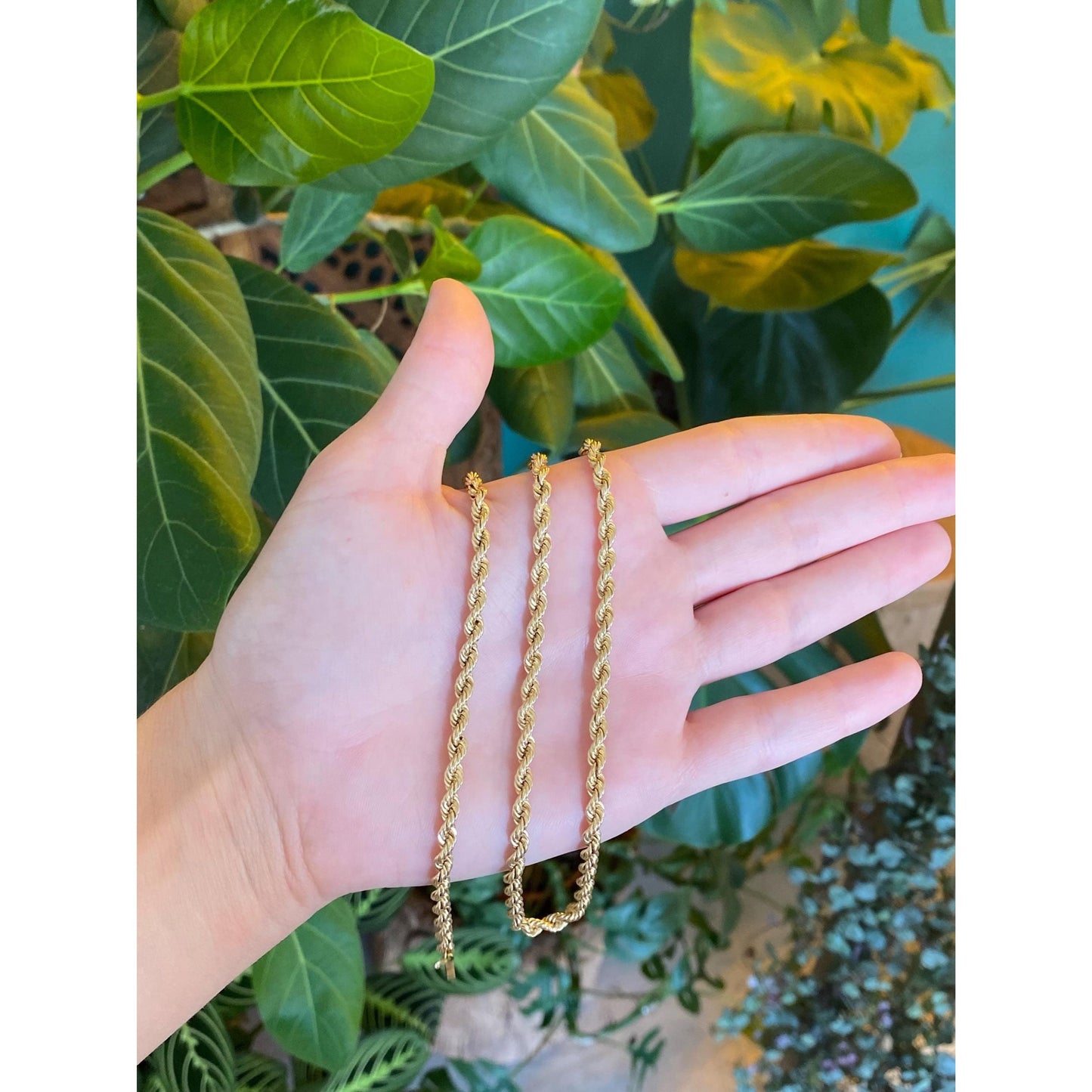 Vintage Solid 14k Yellow Gold Rope Chain Necklace - 18.5 inches