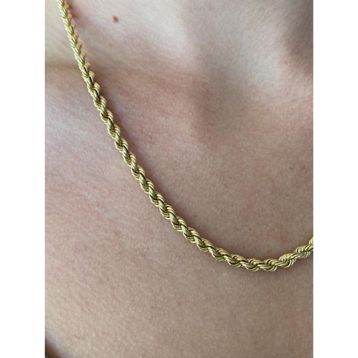 Vintage Solid 14k Yellow Gold Rope Chain Necklace - 18.5 inches