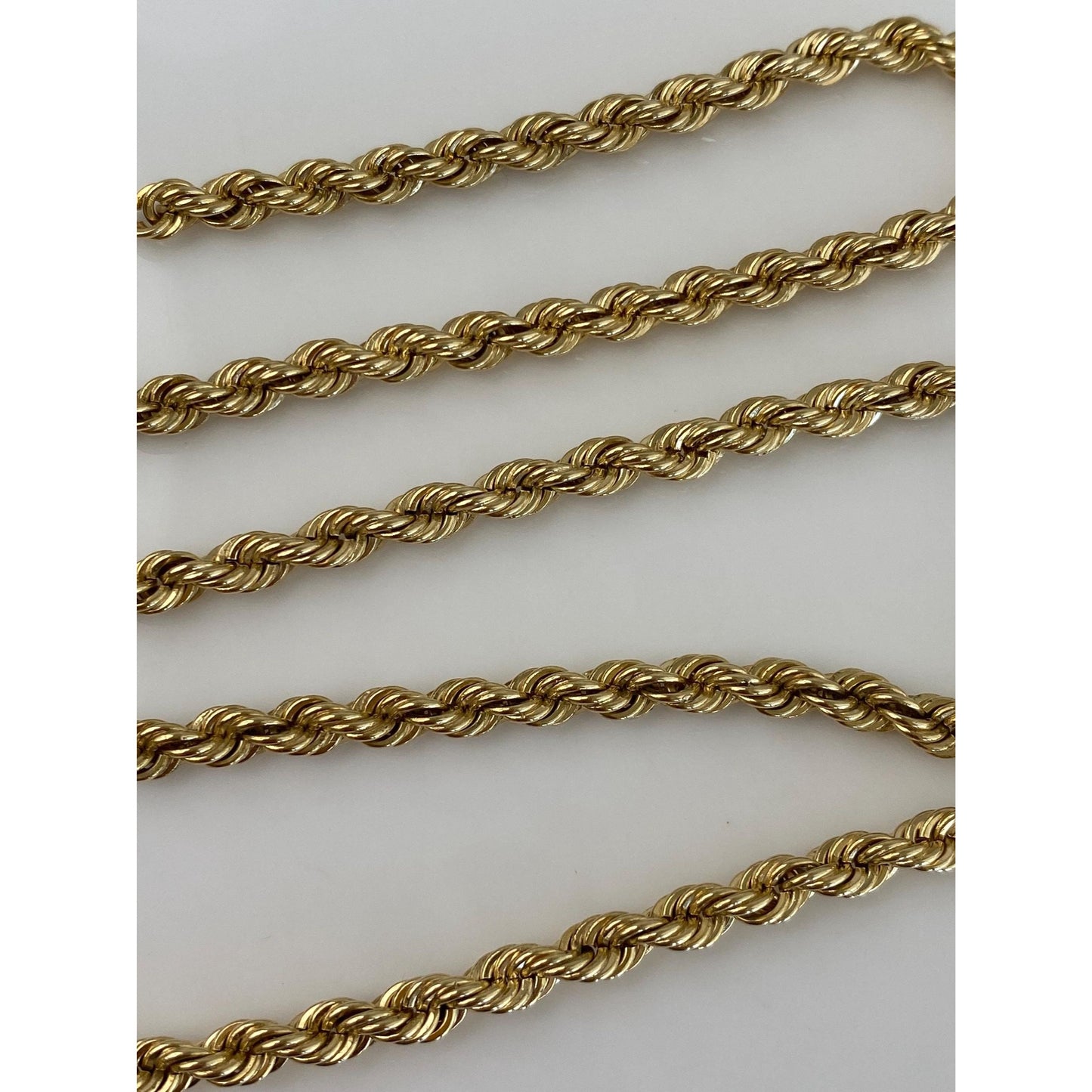 Vintage Solid 14k Yellow Gold Rope Chain Necklace - 18.5 inches