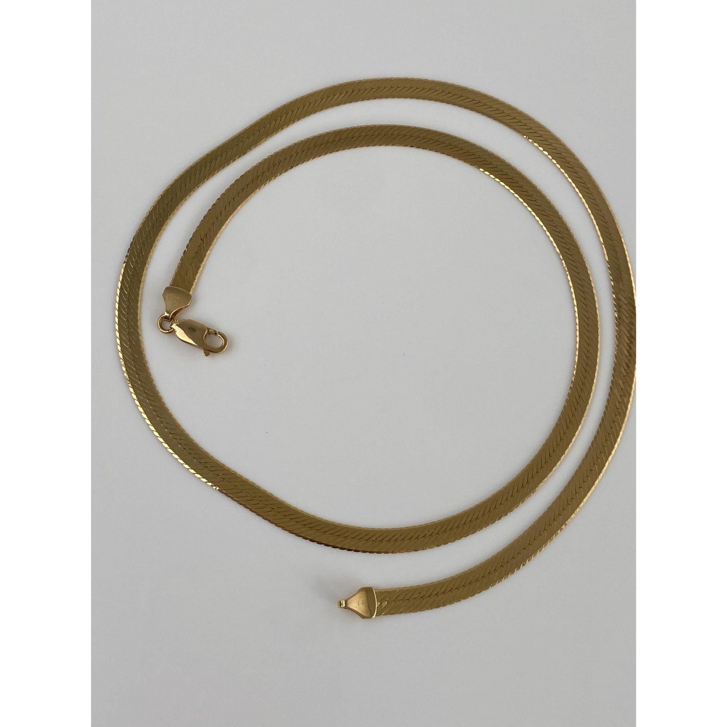 Vintage Solid 14k Yellow Gold Herringbone Chain Necklace - 24 inches