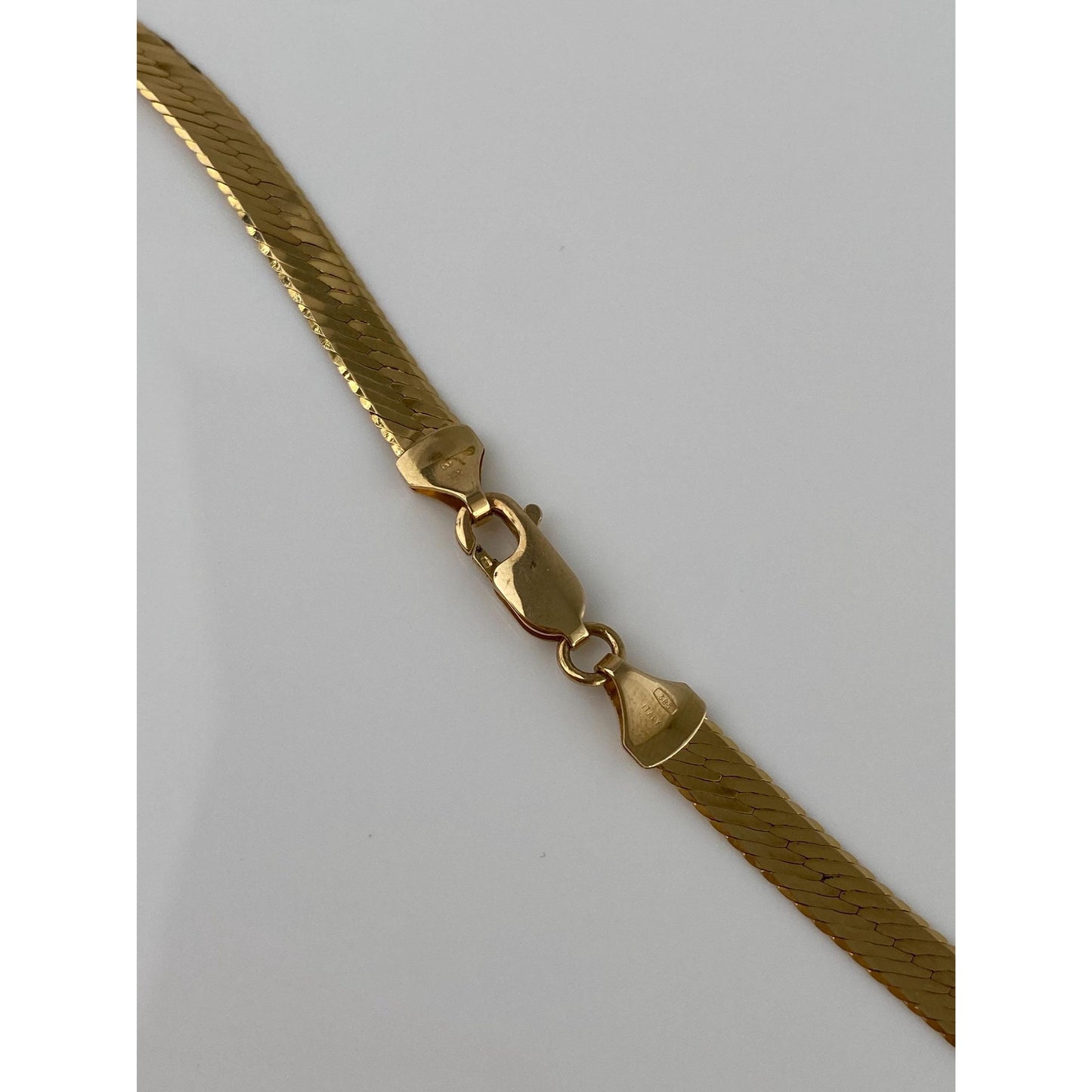 Vintage Solid 14k Yellow Gold Herringbone Chain Necklace - 24 inches