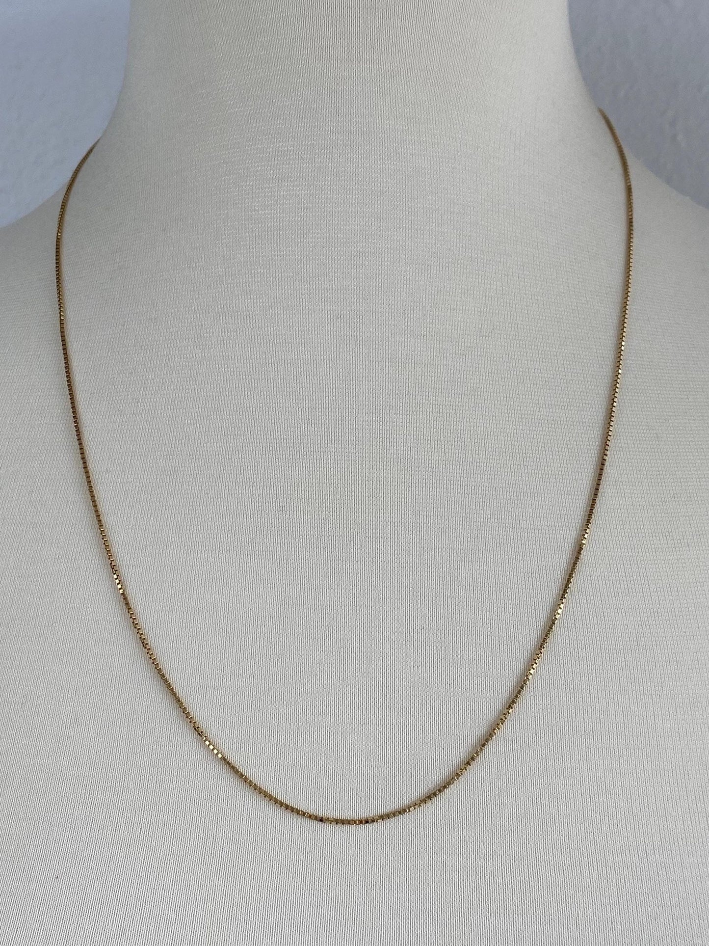 Solid 18k Yellow Gold Box Chain Necklace - 24 inches