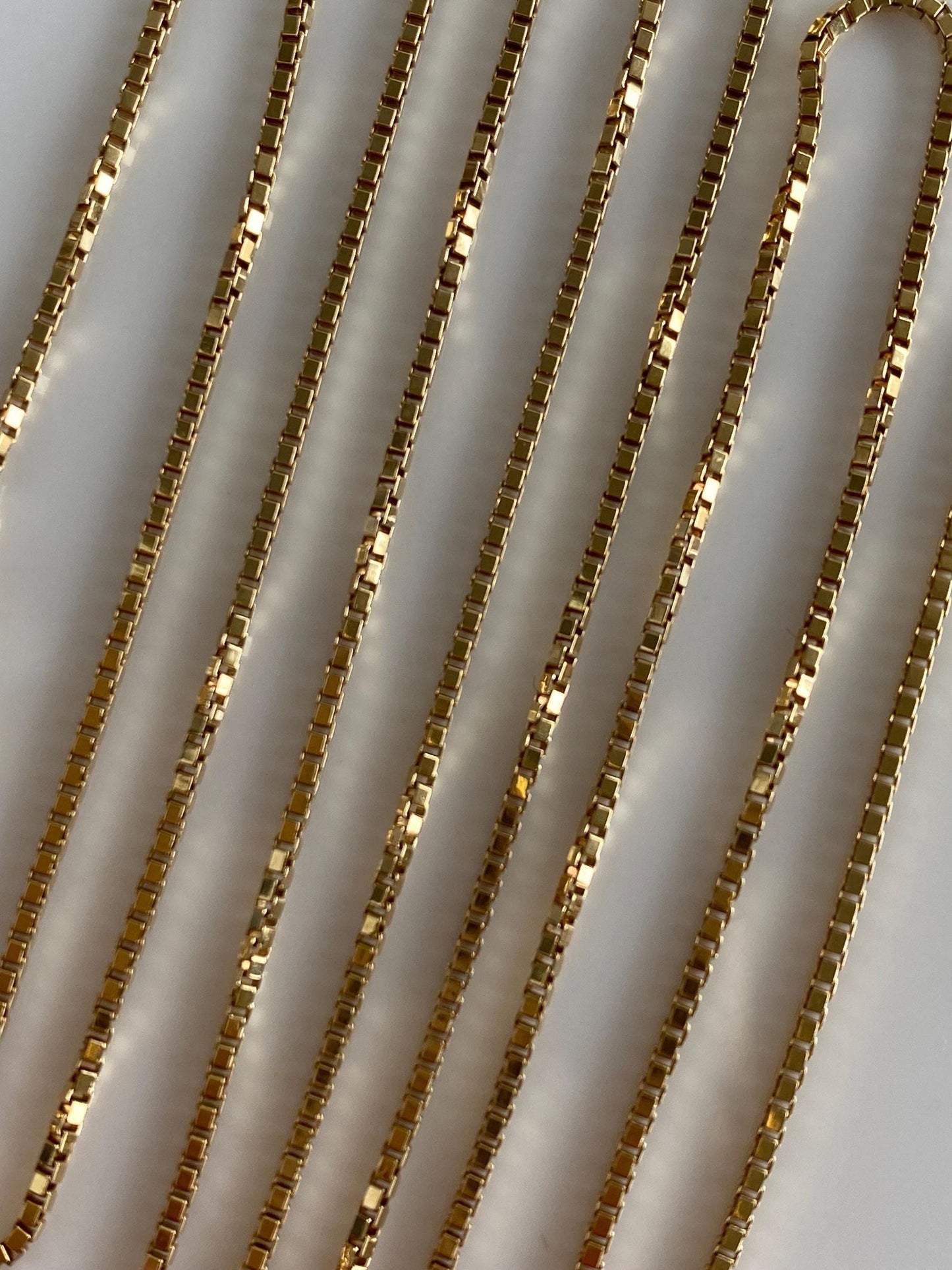 Solid 18k Yellow Gold Box Chain Necklace - 24 inches