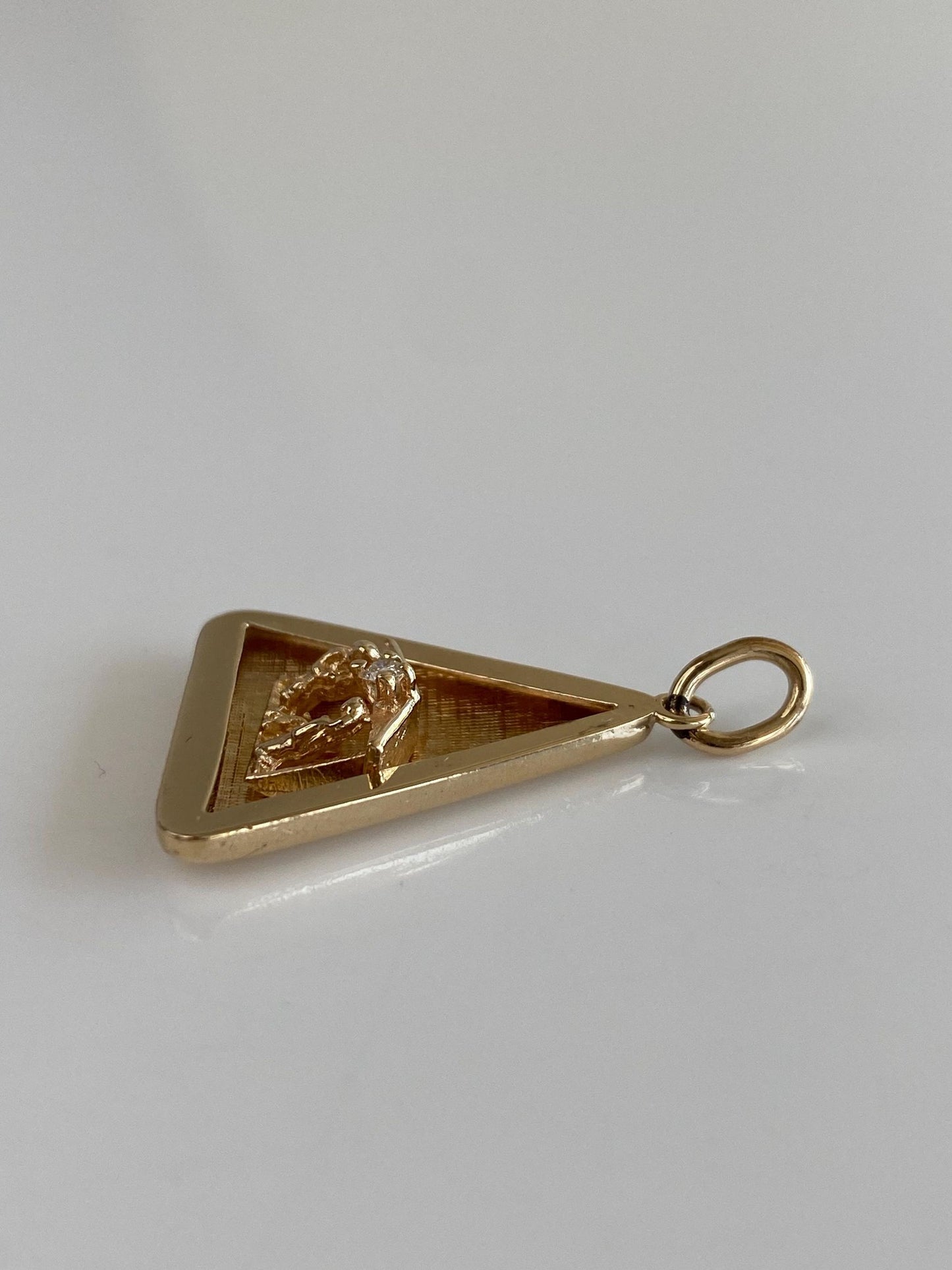 Vintage Solid 14k Yellow Gold Diamond Nativity Scene Charm