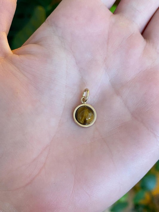 Vintage Solid 14k Yellow Gold Tigers Eye Stick Pin Charm