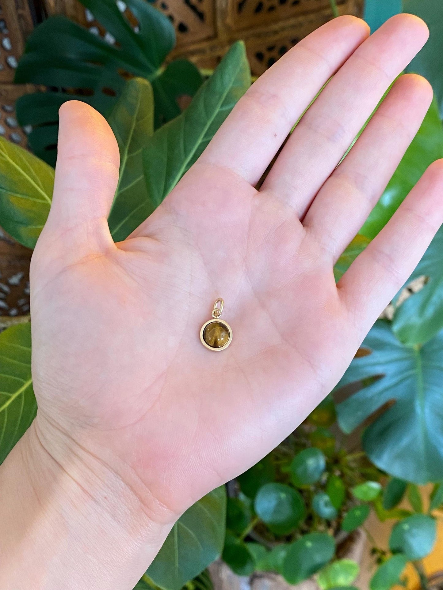 Vintage Solid 14k Yellow Gold Tigers Eye Stick Pin Charm