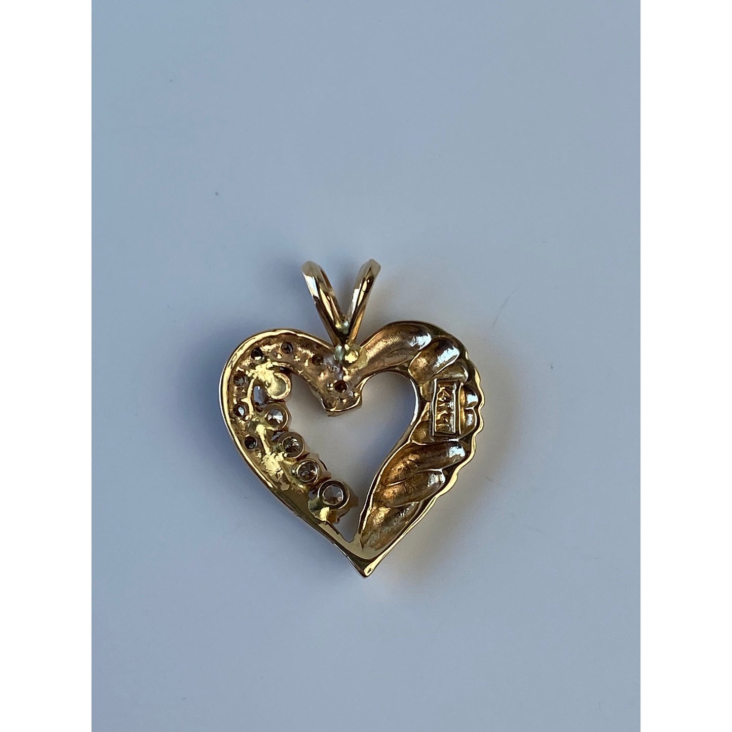 Solid 14k Yellow Gold Diamond Heart Charm