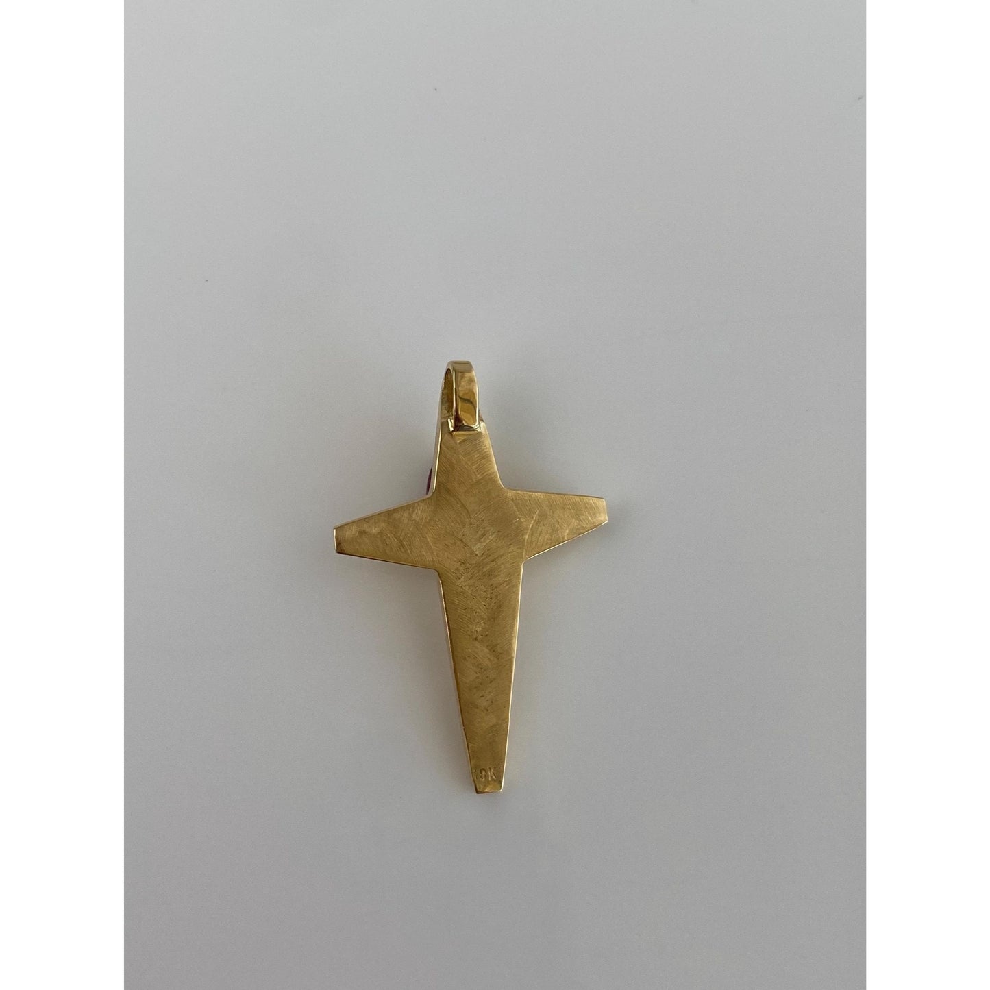 Vintage Solid 18k Yellow Gold Ruby Cross Charm