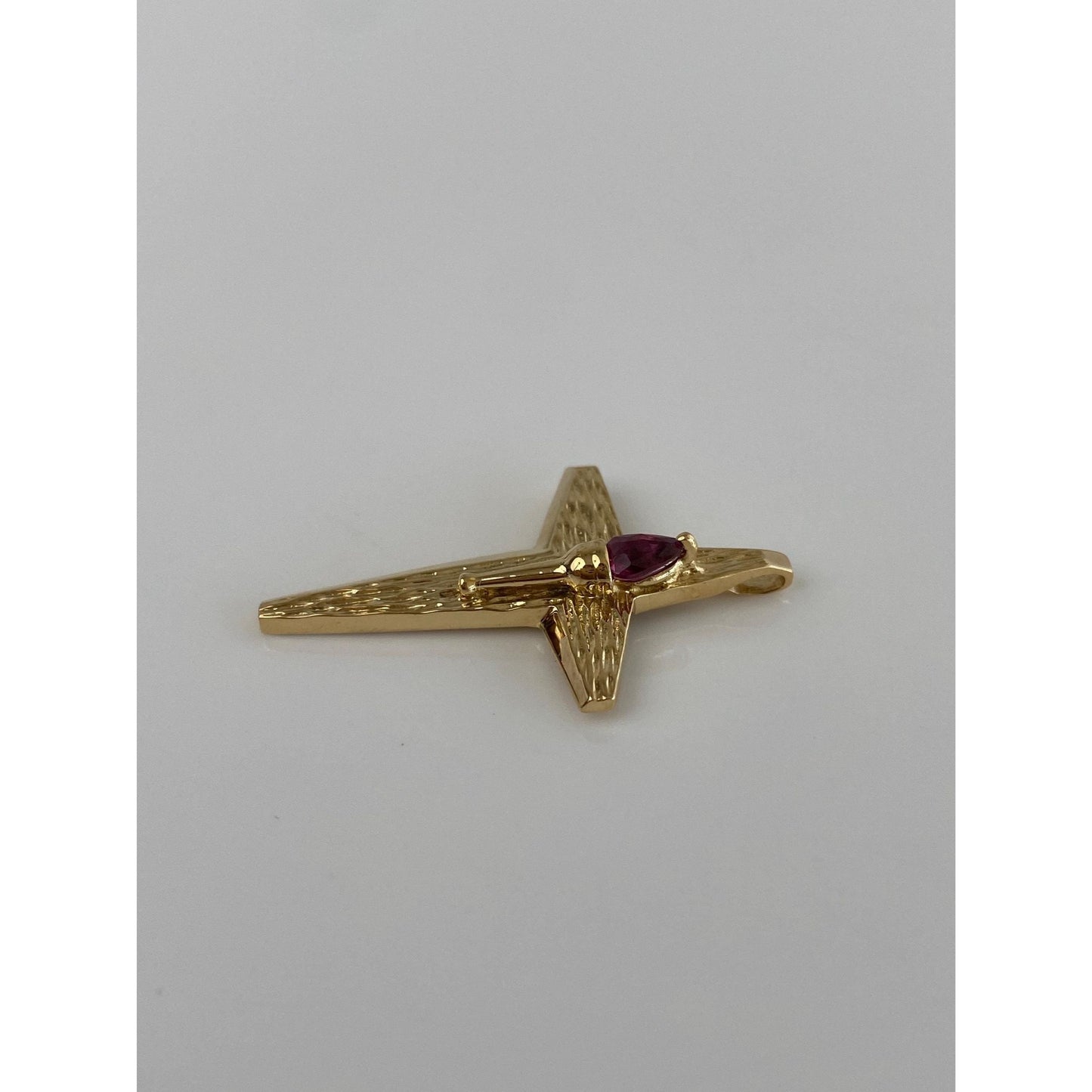 Vintage Solid 18k Yellow Gold Ruby Cross Charm
