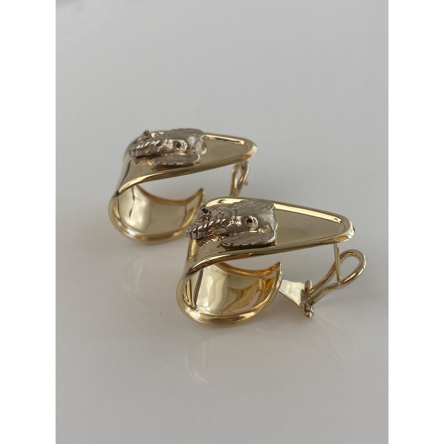 Solid 14k Yellow Gold Elephant Drop Earrings