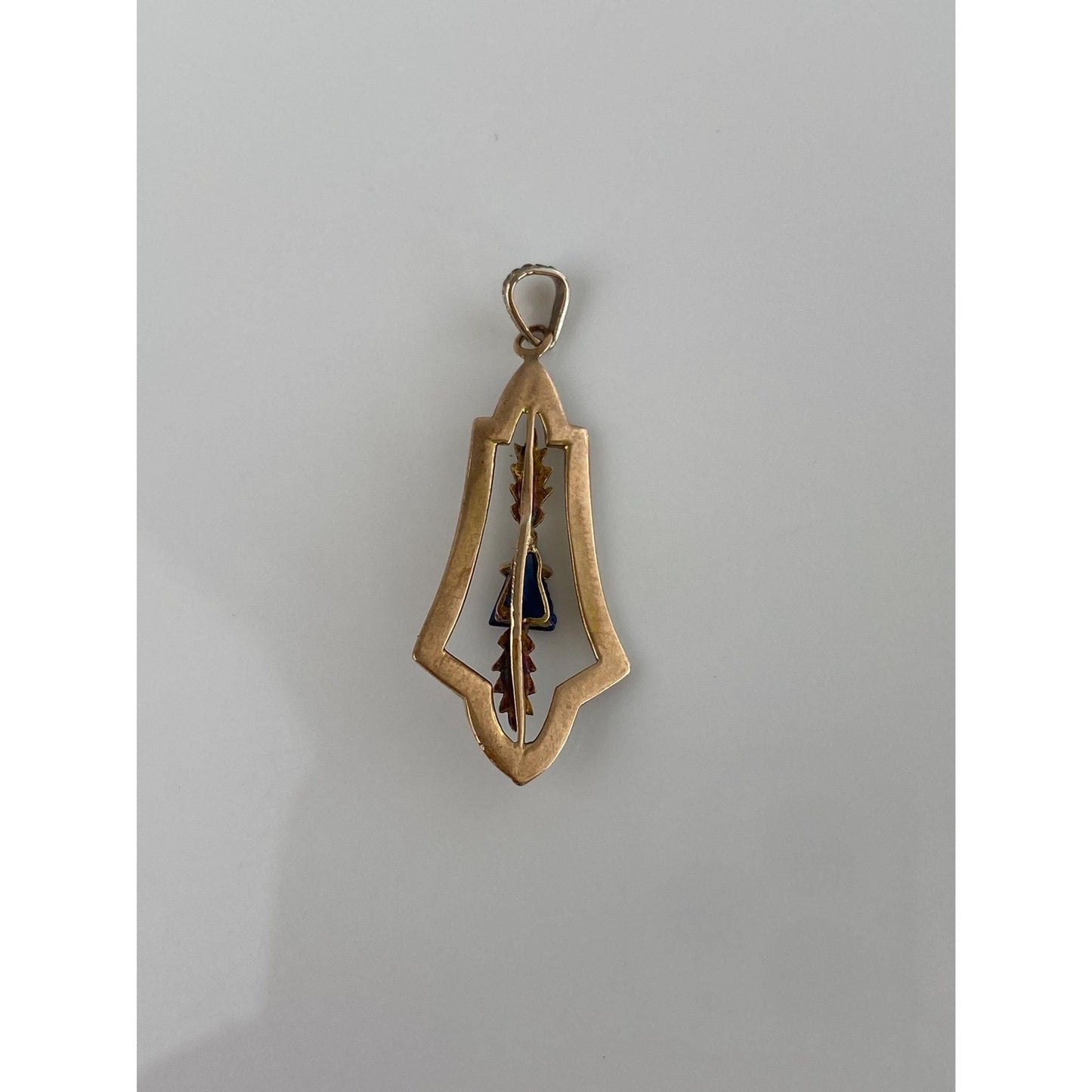 Vintage Solid 14k Yellow Gold Blue Cubic Zirconia Leaves Charm