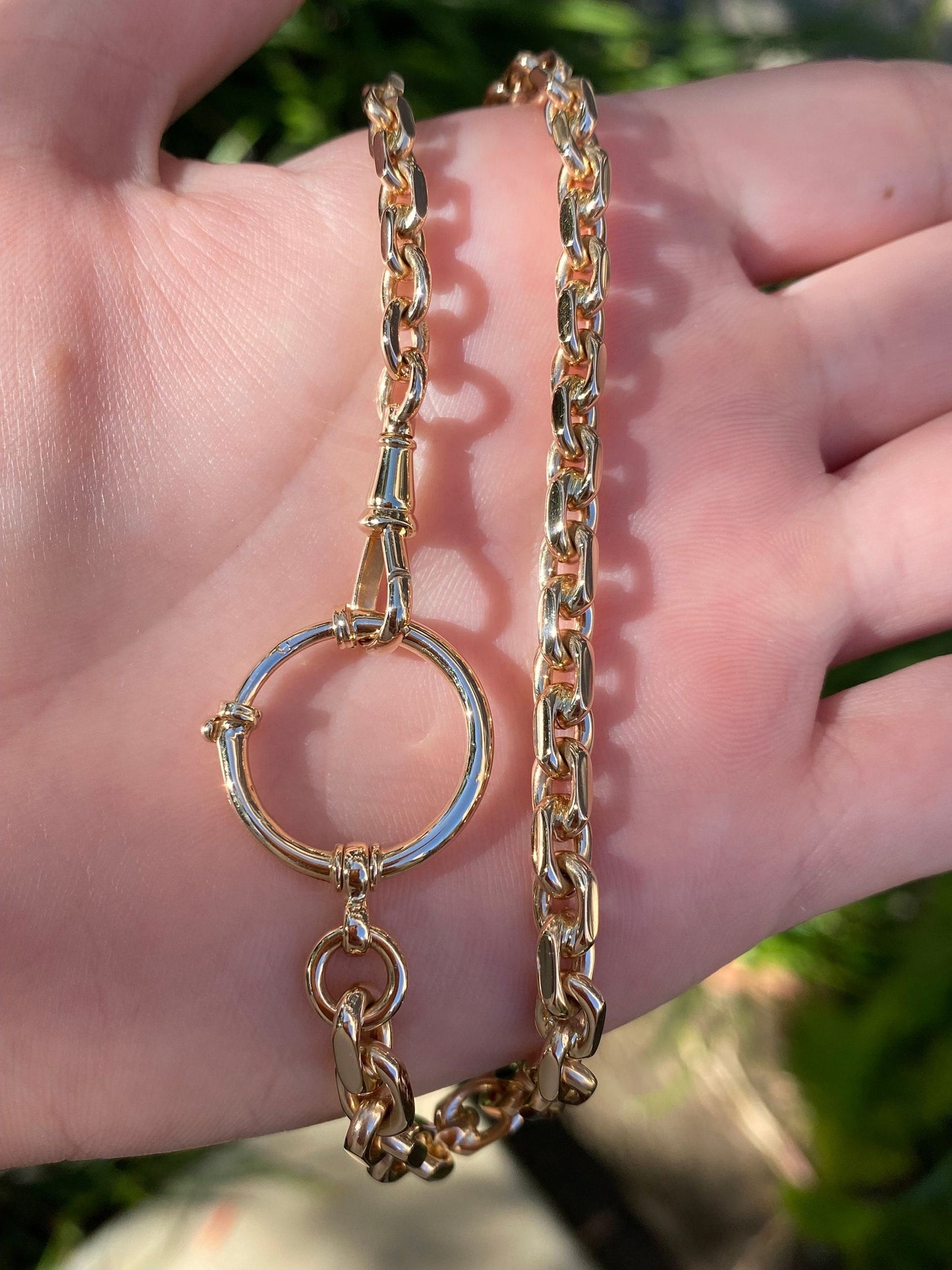 Vintage Solid 14k Yellow Gold Granulated Cable Pocket Watch Chain - 10.5 inches