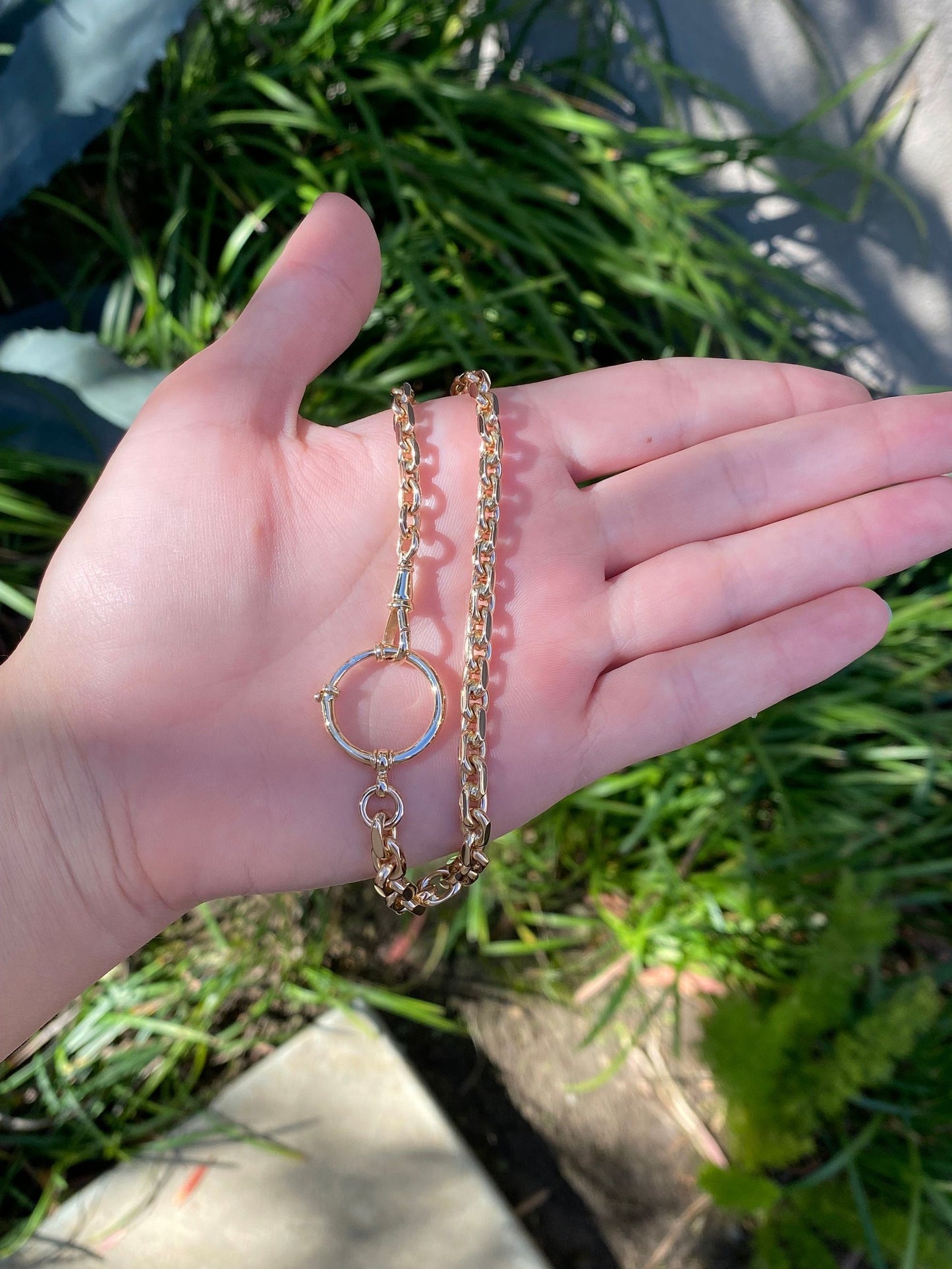 Vintage Solid 14k Yellow Gold Granulated Cable Pocket Watch Chain - 10.5 inches
