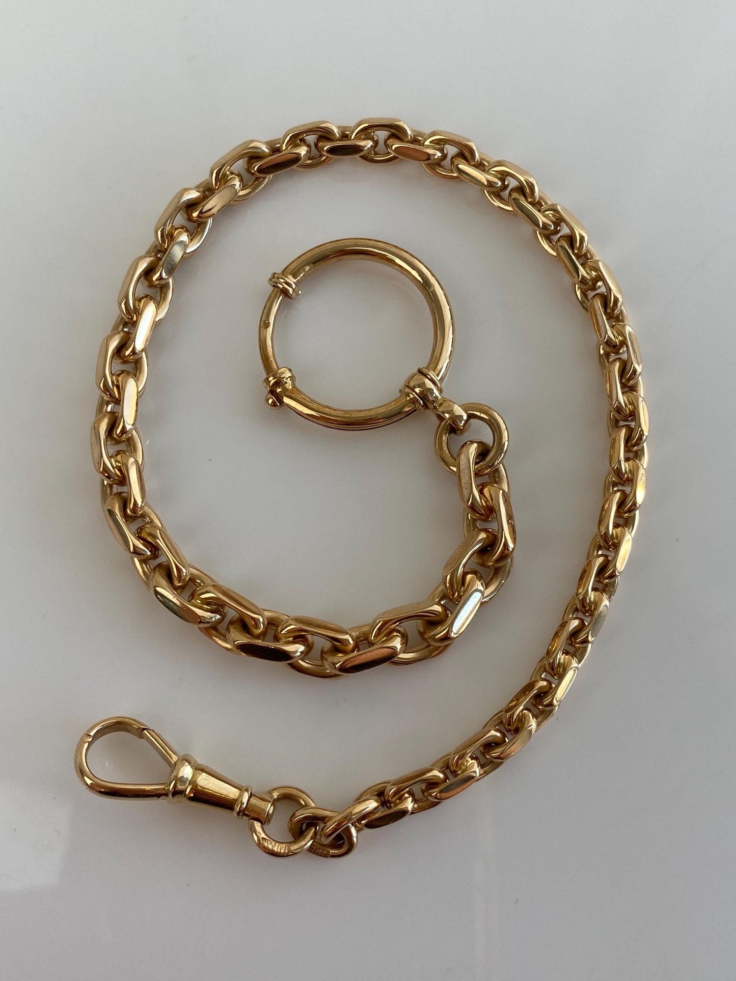 Vintage Solid 14k Yellow Gold Granulated Cable Pocket Watch Chain - 10.5 inches