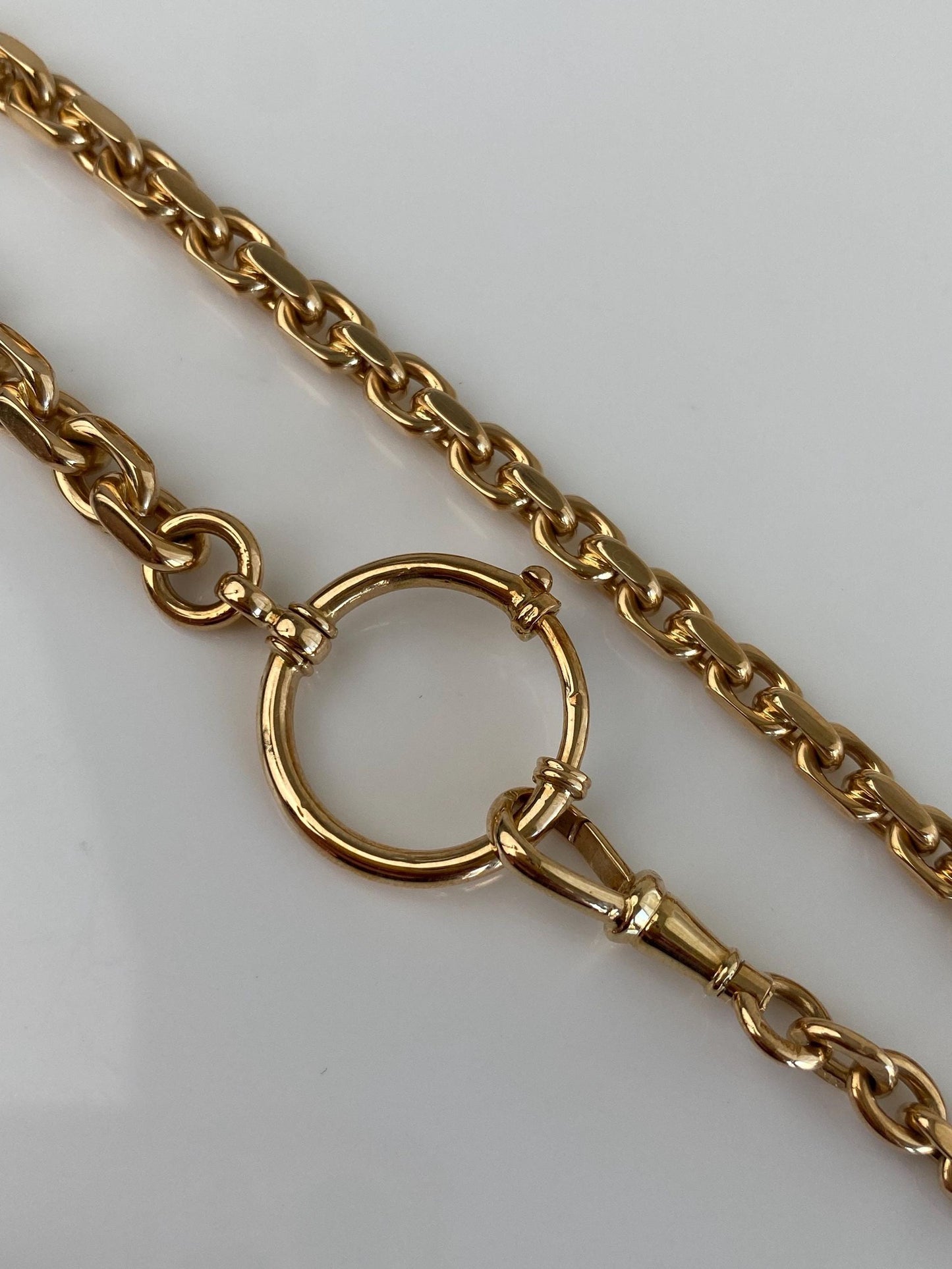 Vintage Solid 14k Yellow Gold Granulated Cable Pocket Watch Chain - 10.5 inches