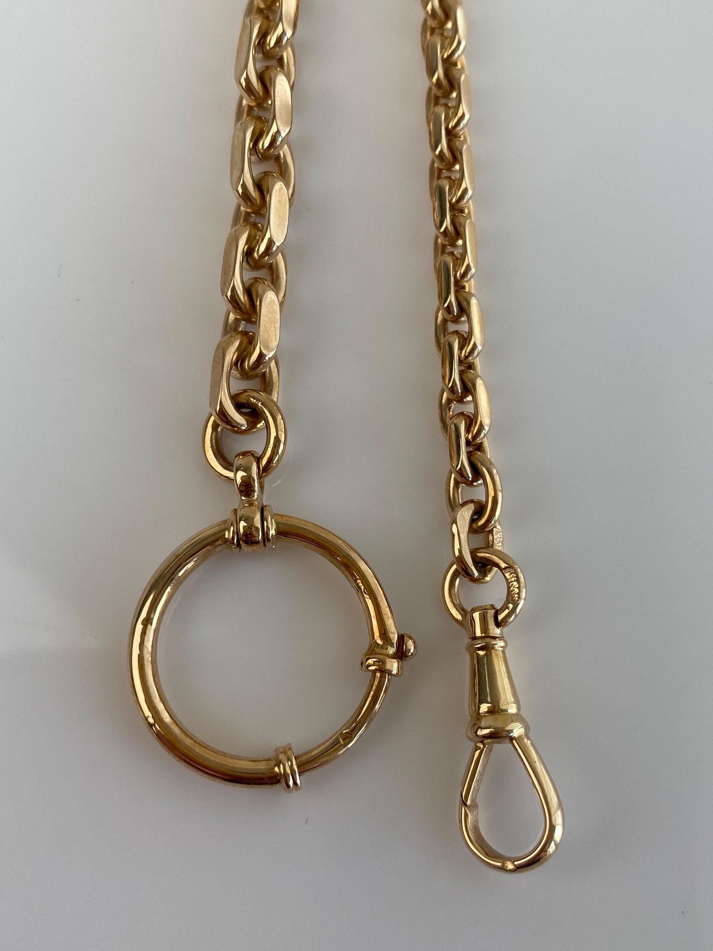 Vintage Solid 14k Yellow Gold Granulated Cable Pocket Watch Chain - 10.5 inches