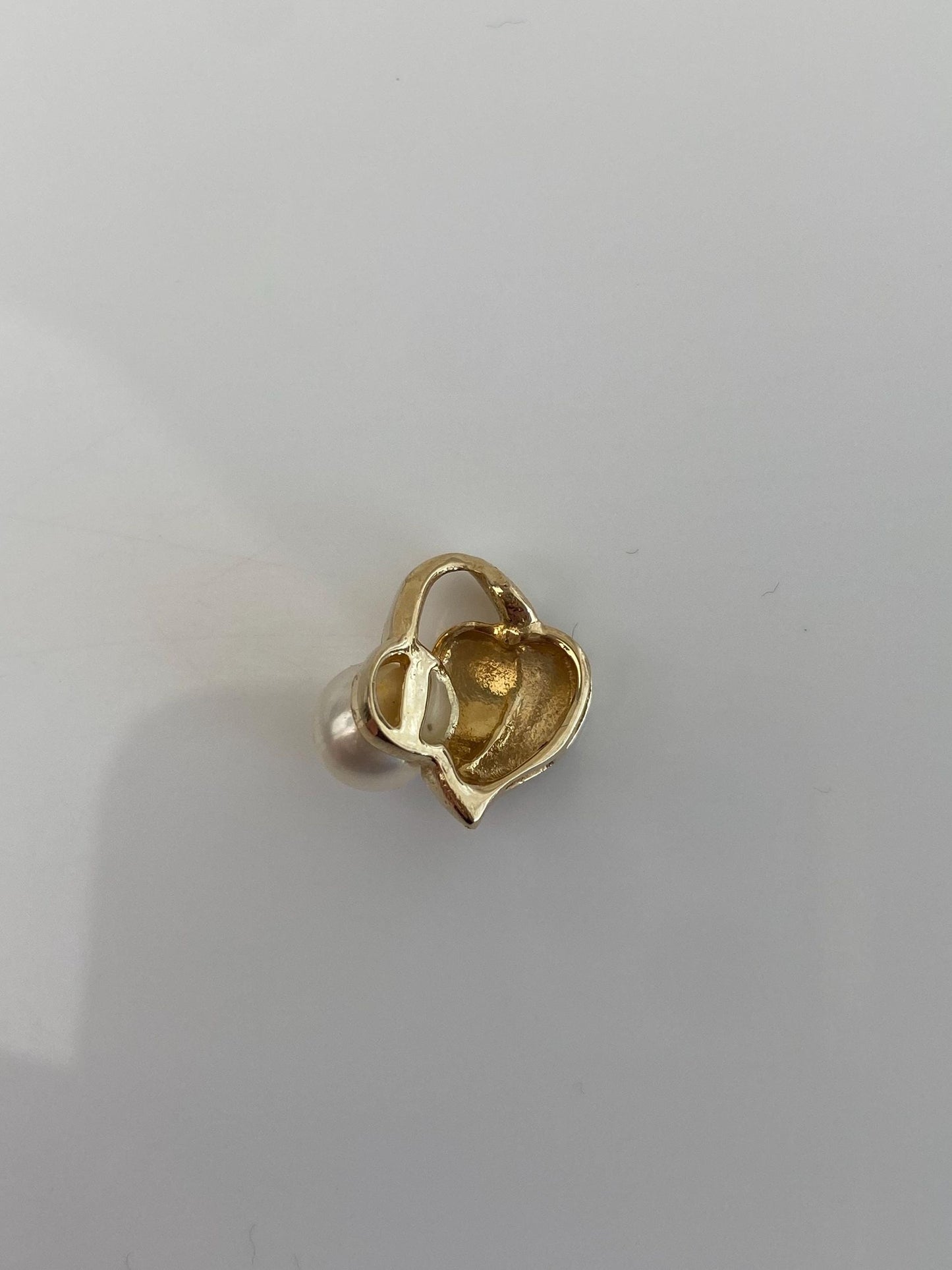 Vintage Solid 14k Yellow Gold Pearl Leaf Charm