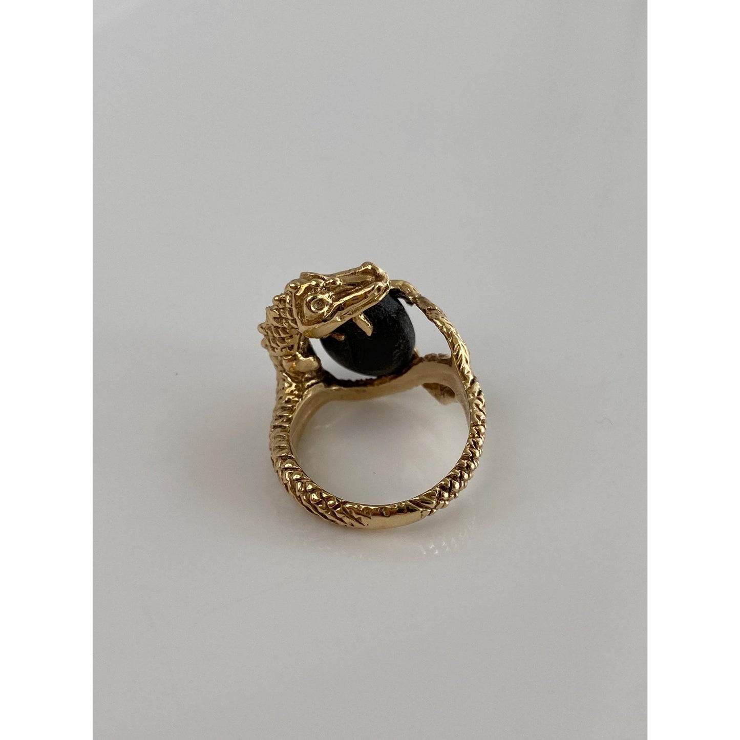 Vintage Solid 14k Yellow Gold Star Sapphire Dragon Ring - Size 8