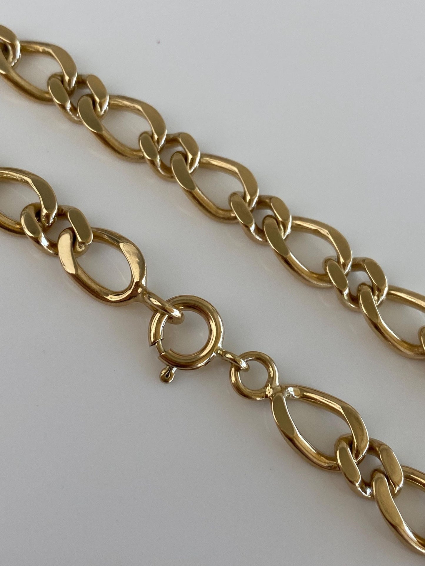 Vintage Solid 14k Yellow Gold Elongated Curb Style Chain Bracelet - 7.5 Inches