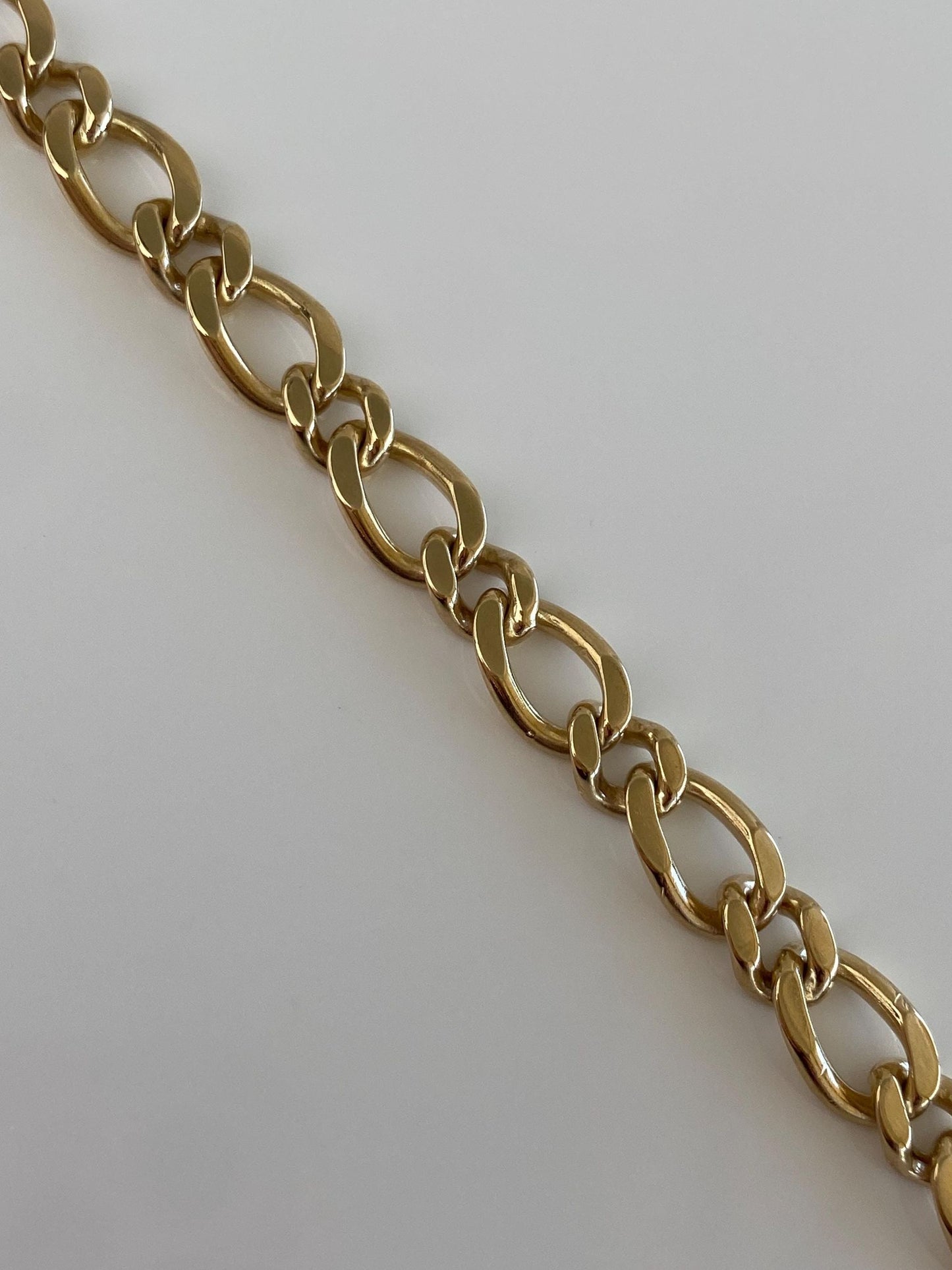 Vintage Solid 14k Yellow Gold Elongated Curb Style Chain Bracelet - 7.5 Inches