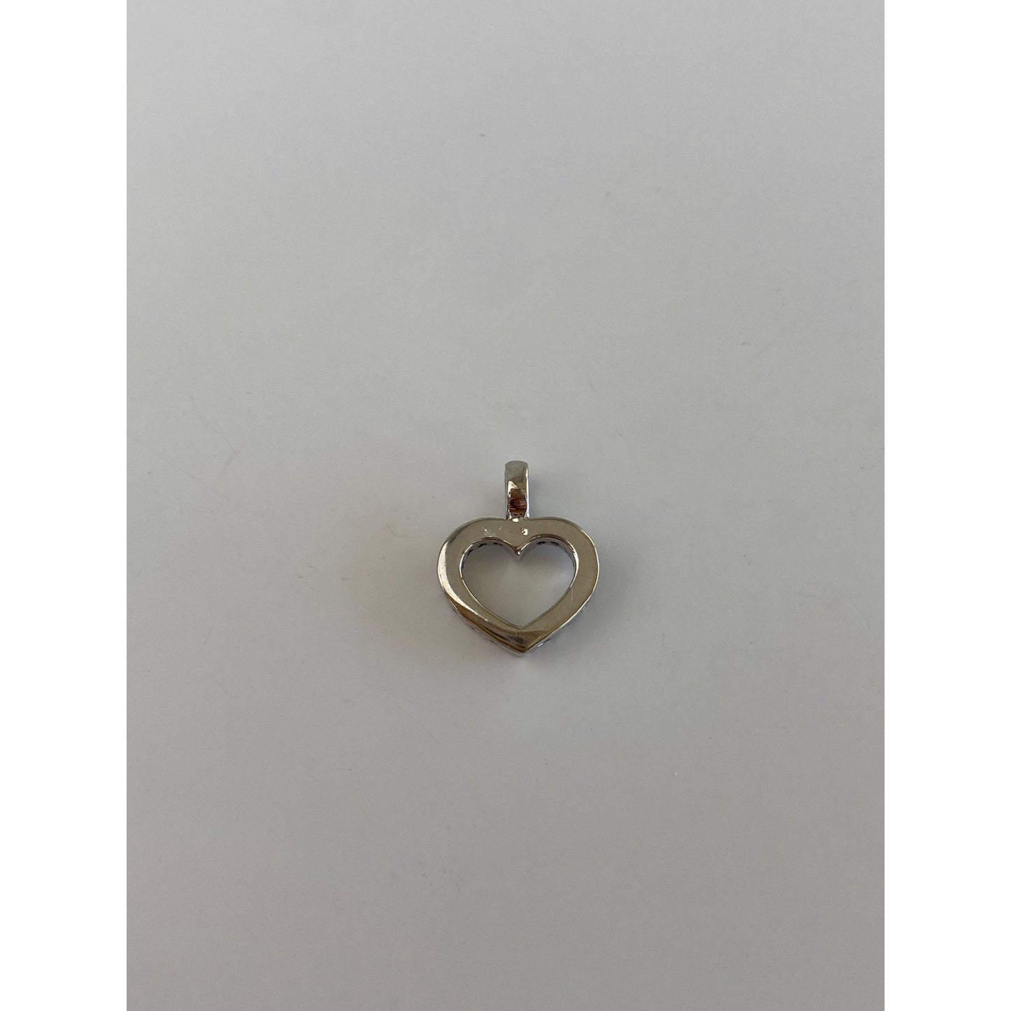 Vintage Solid 14k White Gold Diamond Heart Charm