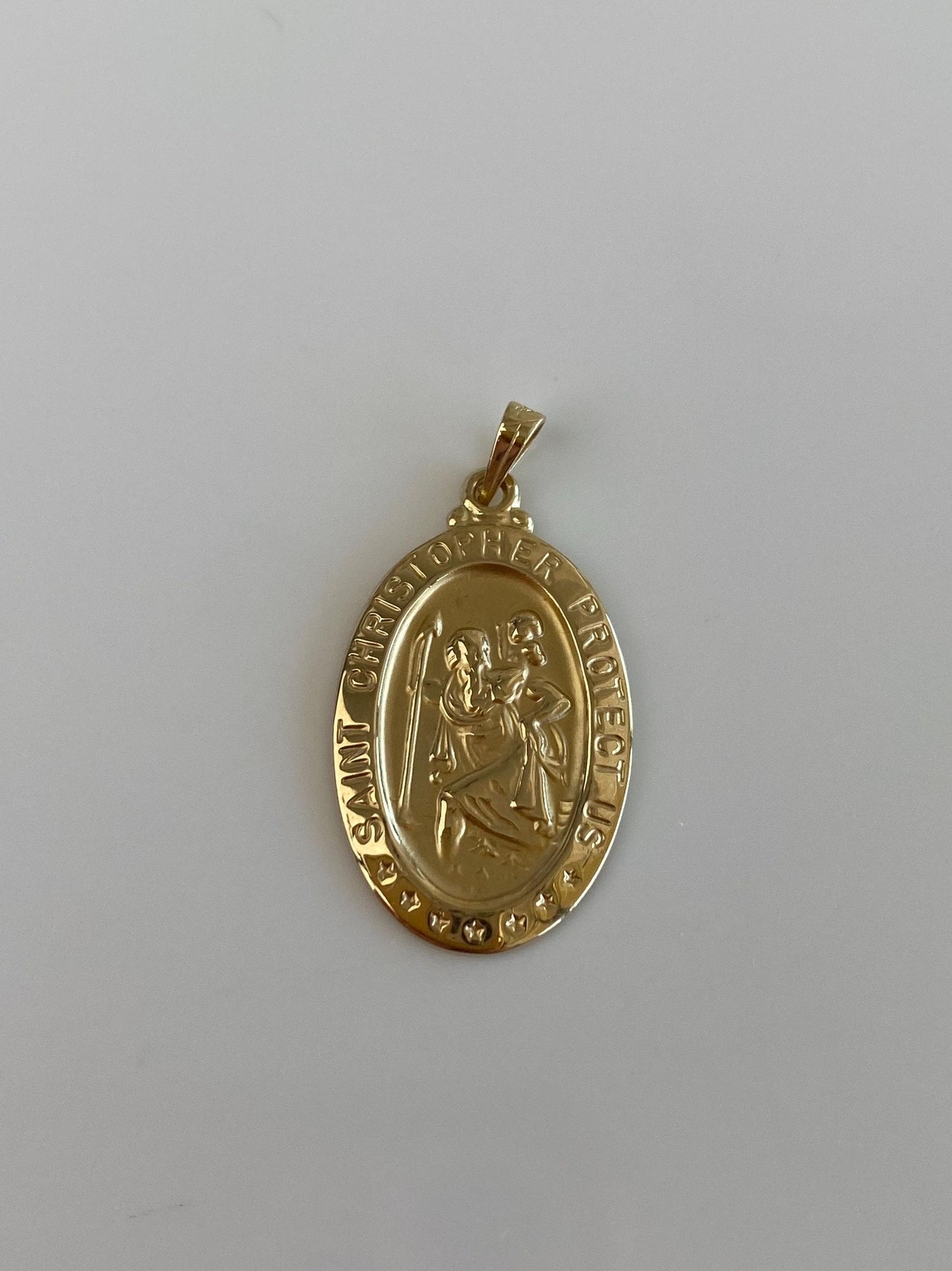 Vintage 14k Yellow Gold St. Christopher 'Protect Us' Charm