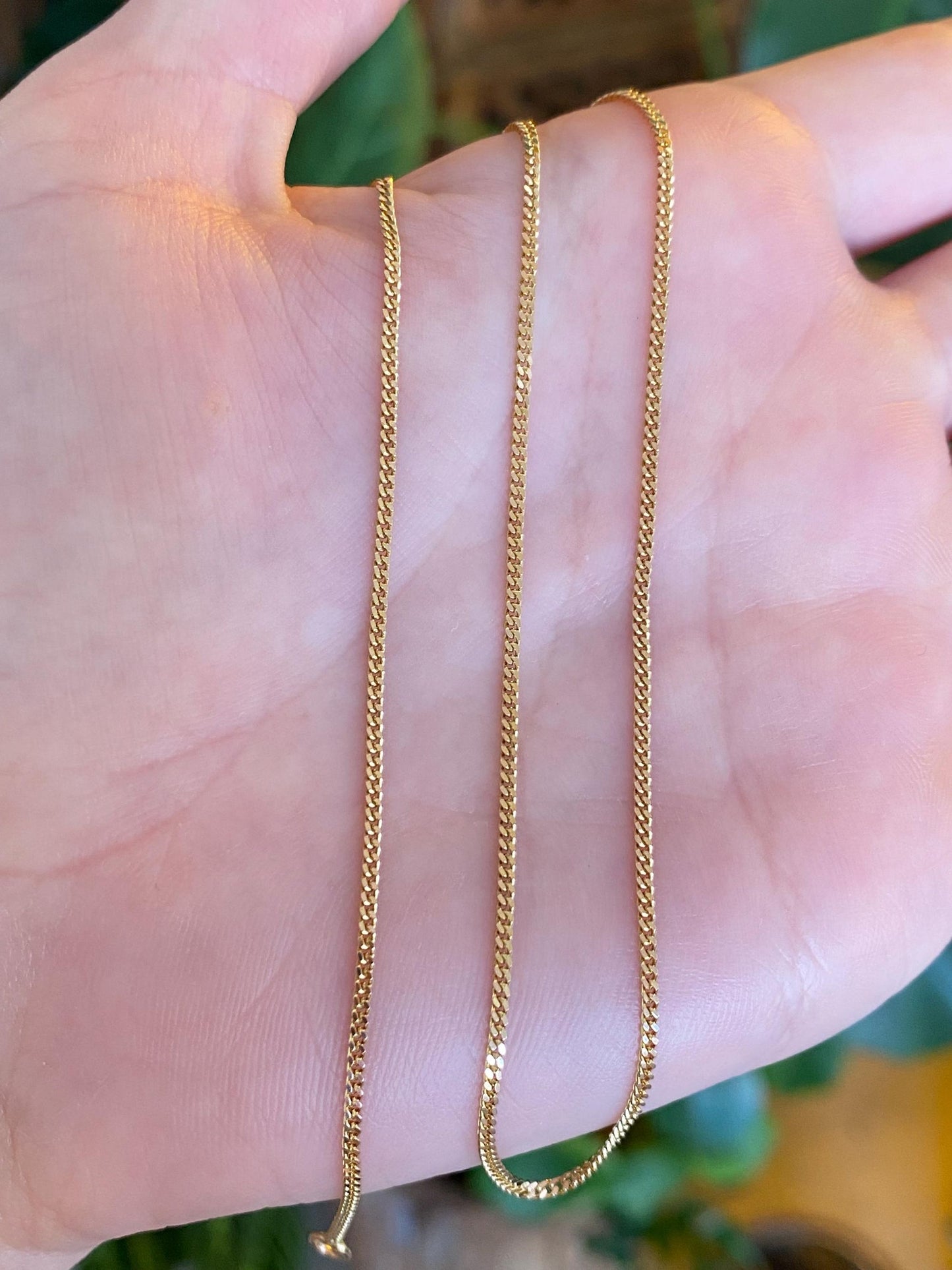 Vintage Solid 14k Yellow Gold Tight Curb Chain Necklace - 15.75 inches