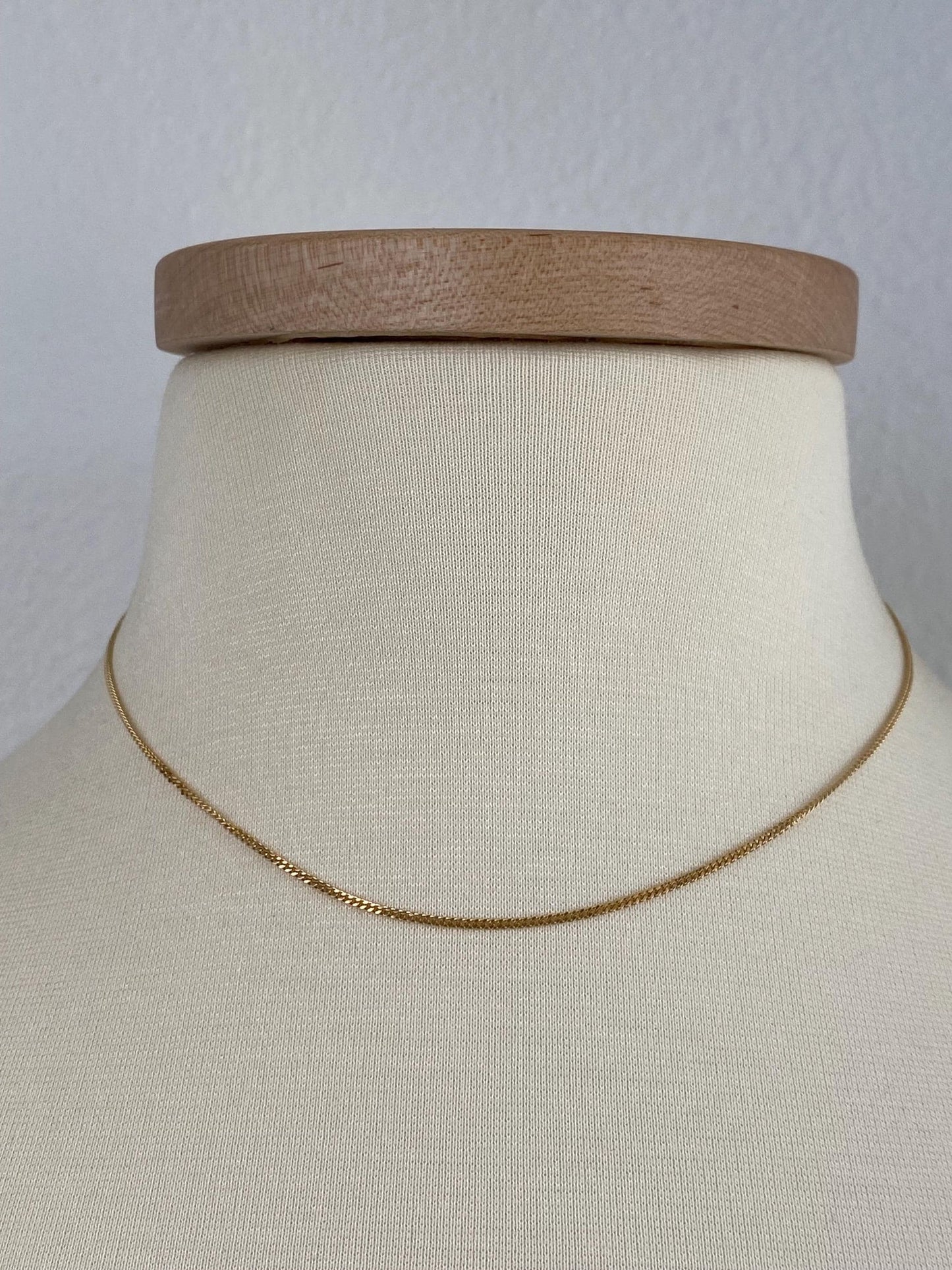 Vintage Solid 14k Yellow Gold Tight Curb Chain Necklace - 15.75 inches