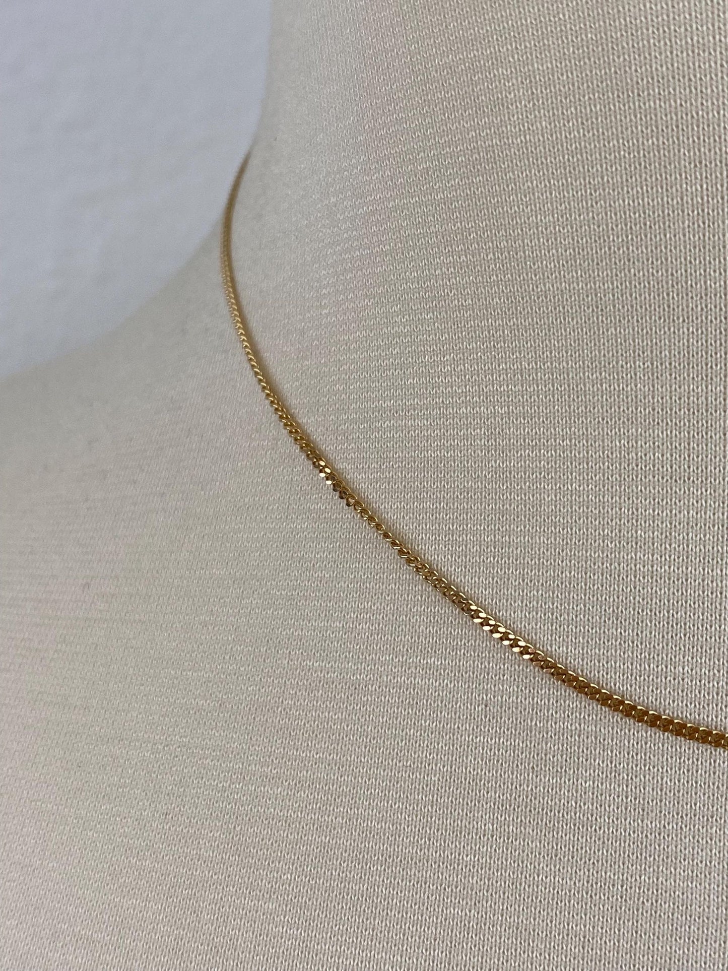 Vintage Solid 14k Yellow Gold Tight Curb Chain Necklace - 15.75 inches