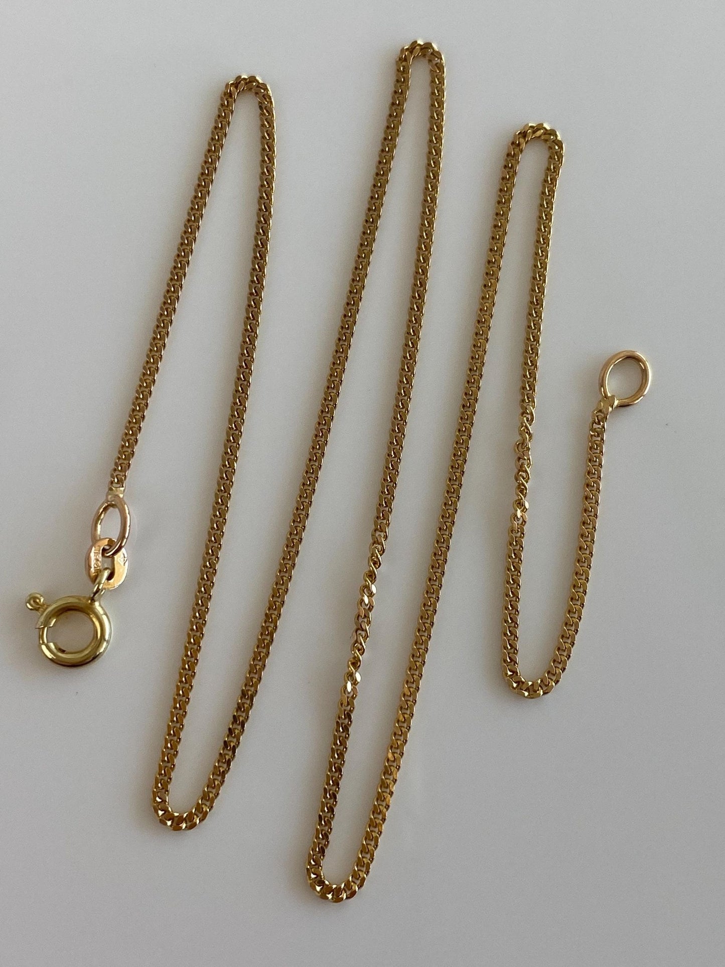 Vintage Solid 14k Yellow Gold Tight Curb Chain Necklace - 15.75 inches