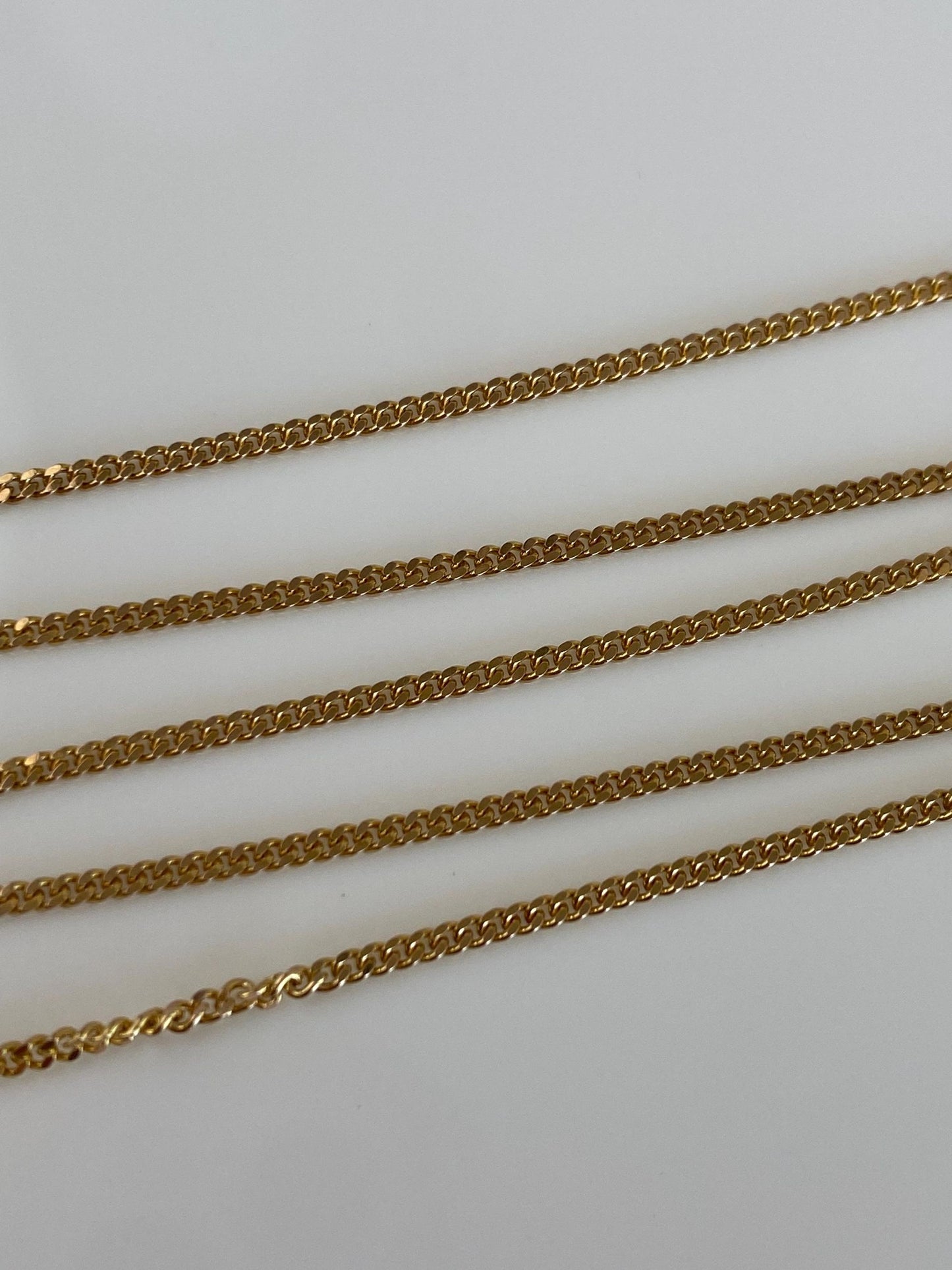 Vintage Solid 14k Yellow Gold Tight Curb Chain Necklace - 15.75 inches