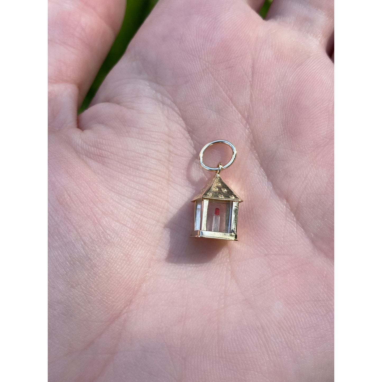 Vintage Solid 18k Yellow Gold Lantern Charm