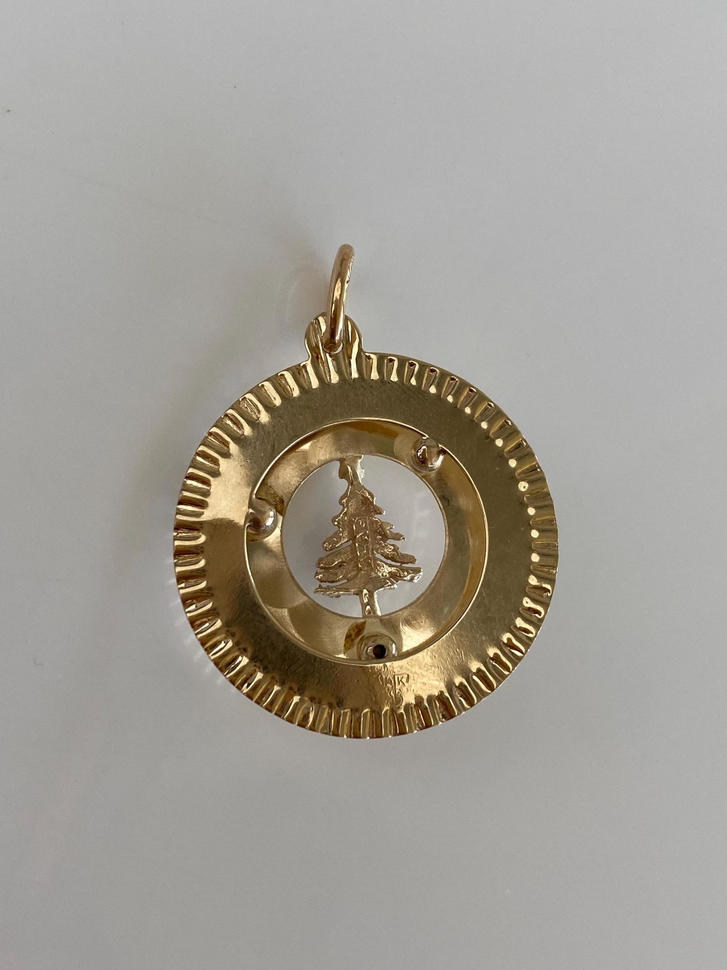 Vintage Solid 14k Yellow Gold Merry Christmas Charm