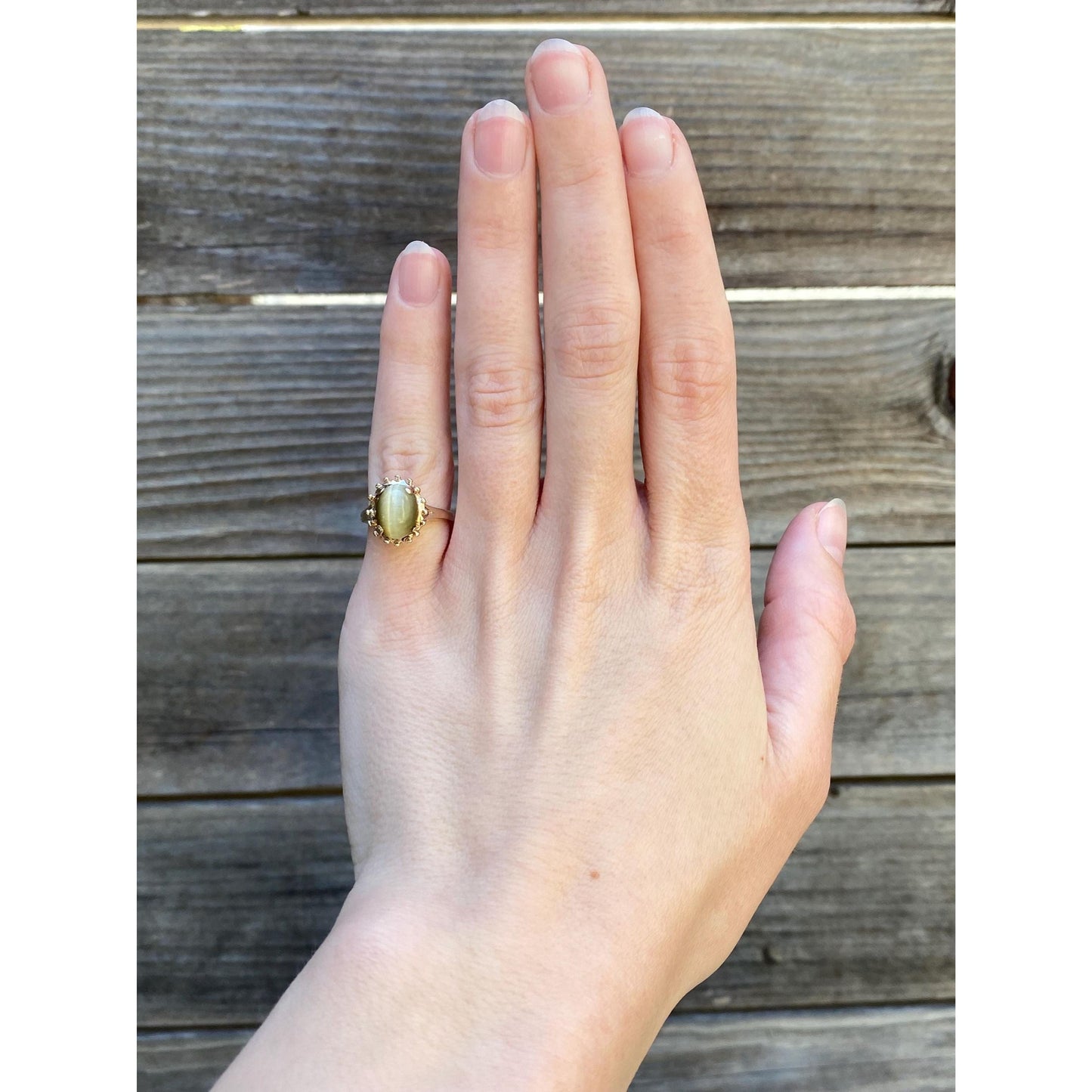 Vintage Solid 10k Yellow Gold Tigers Eye Ring - Size 4