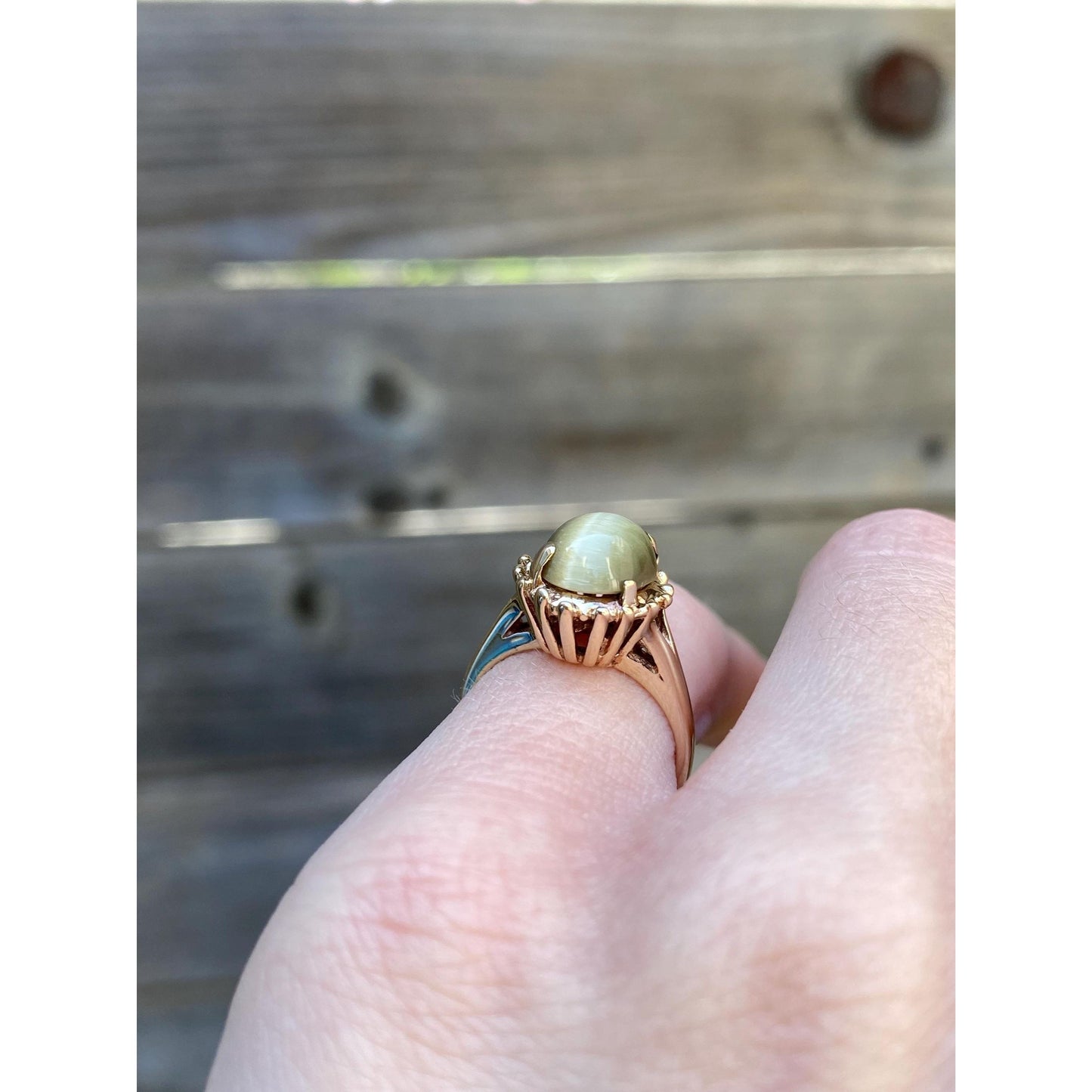 Vintage Solid 10k Yellow Gold Tigers Eye Ring - Size 4