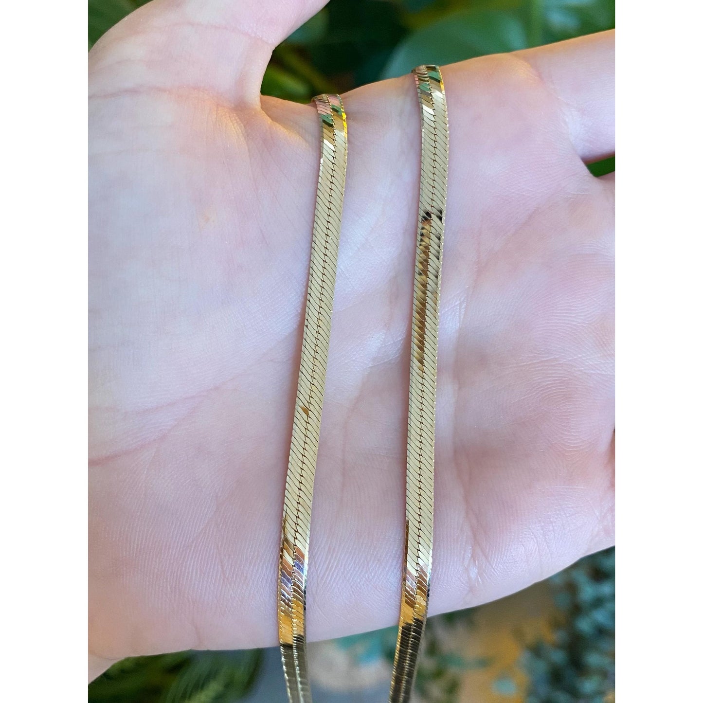 Vintage Solid 14k Yellow Gold Herringbone Chain Necklace - 20.25 inches