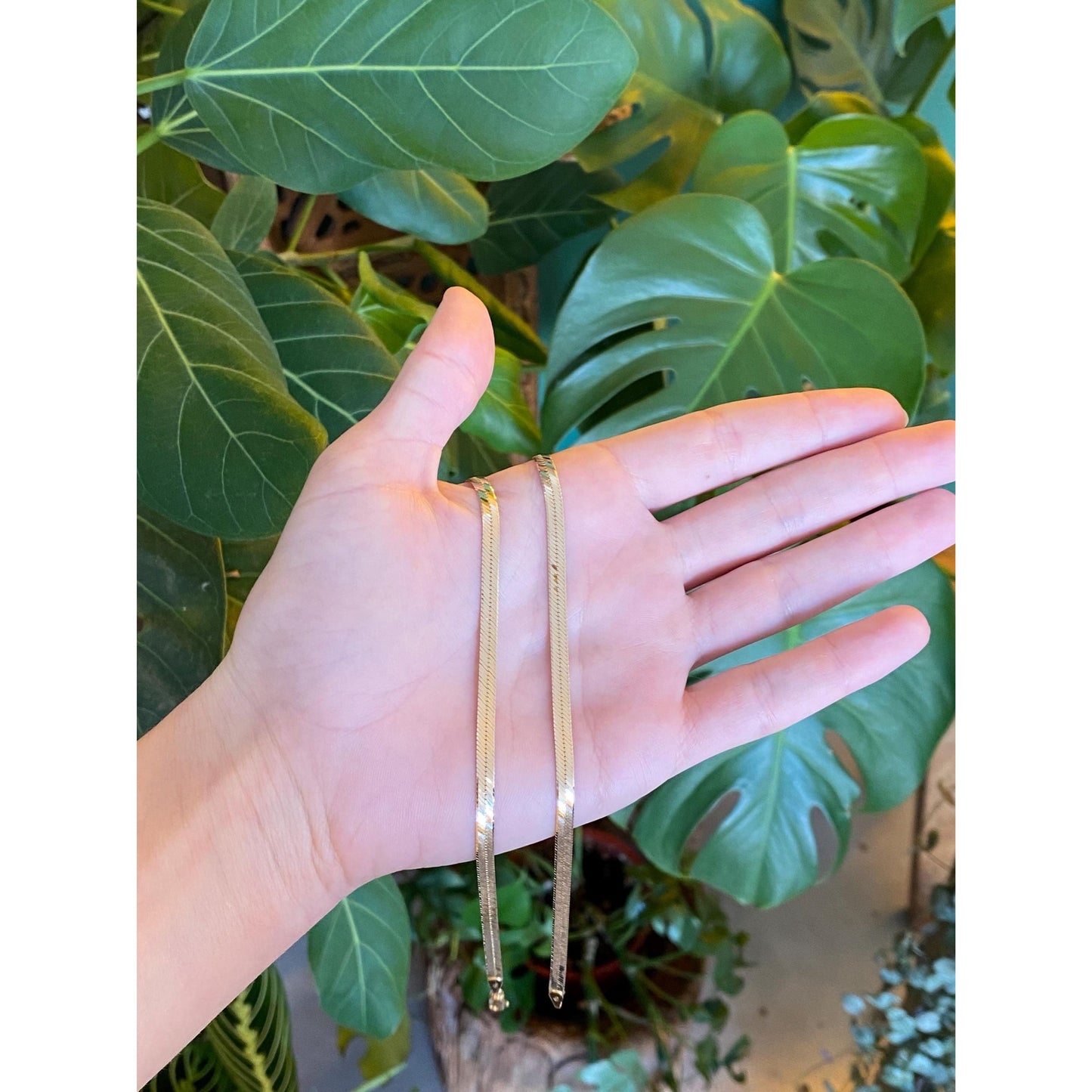 Vintage Solid 14k Yellow Gold Herringbone Chain Necklace - 20.25 inches