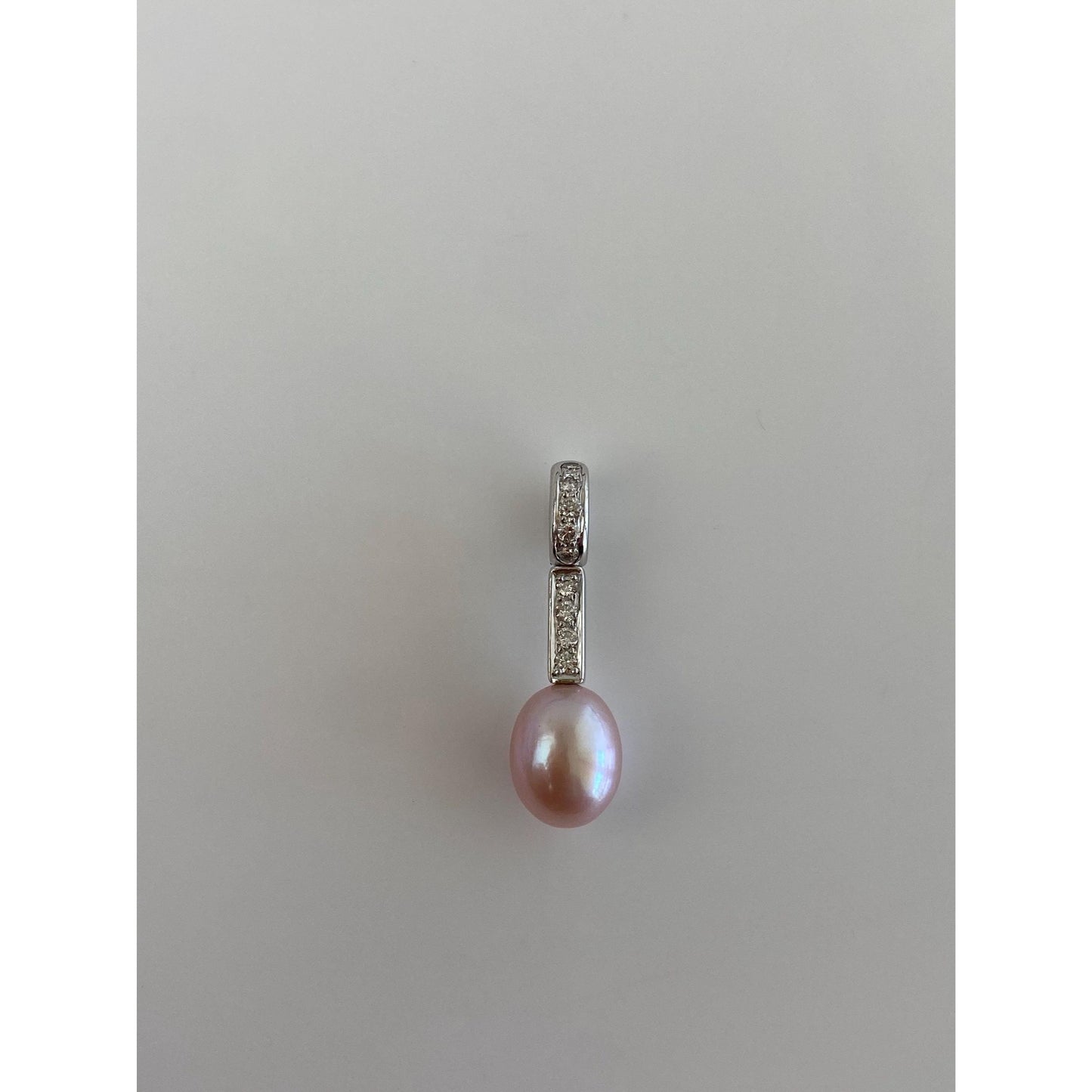 Vintage Solid Platinum Diamond Pink Pearl Charm