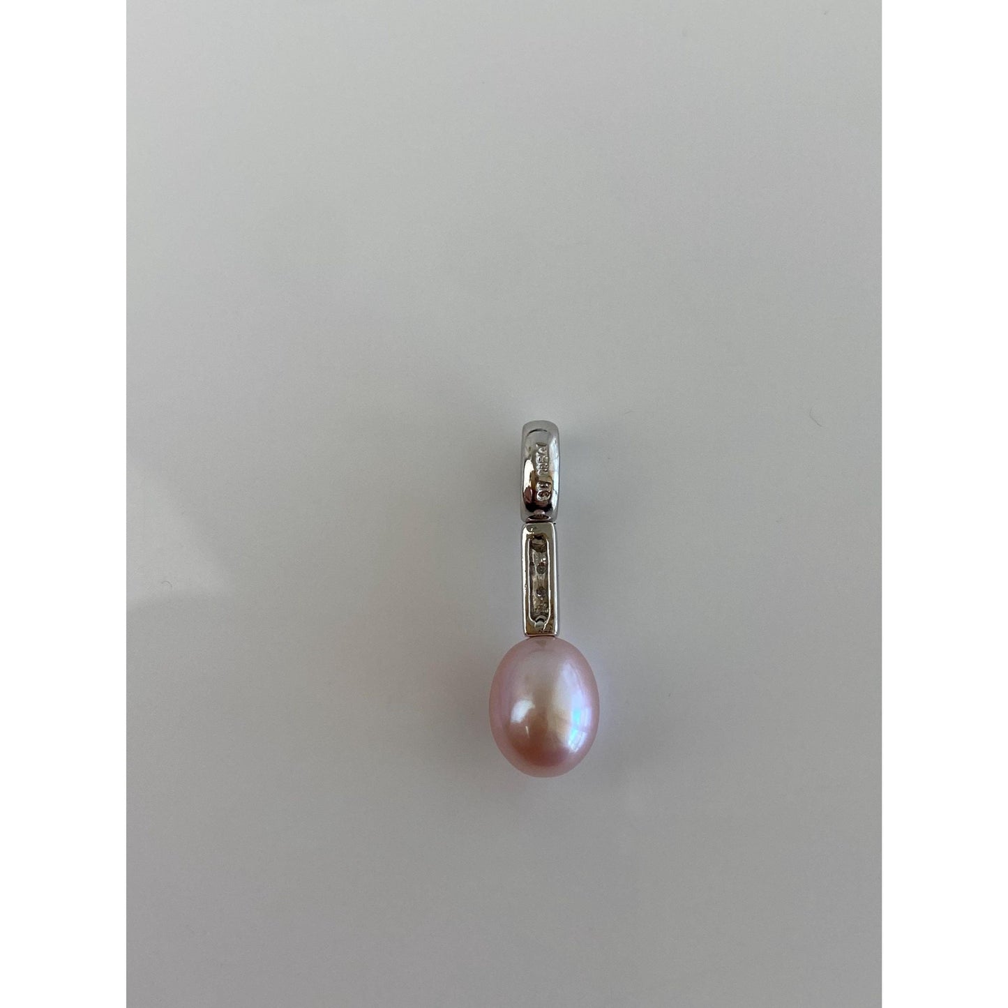 Vintage Solid Platinum Diamond Pink Pearl Charm