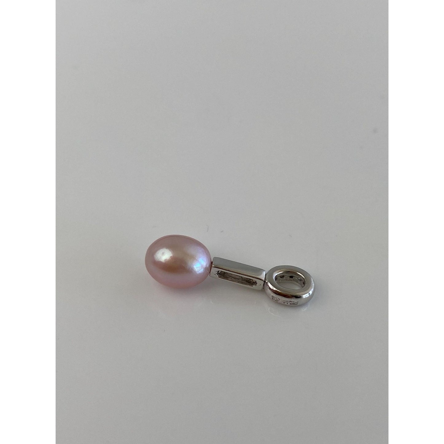 Vintage Solid Platinum Diamond Pink Pearl Charm