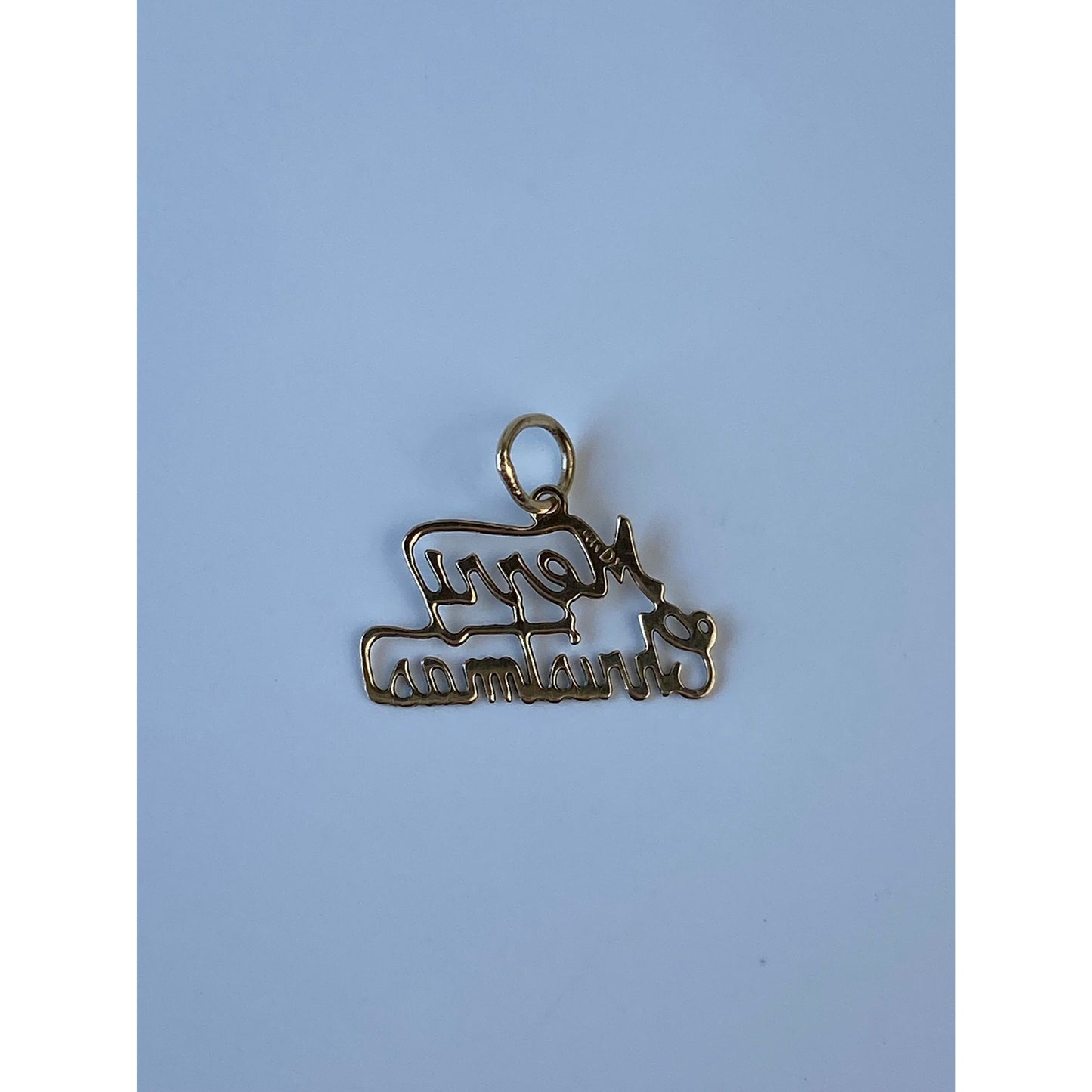 Vintage Solid 14k Yellow Gold Tiny 'Merry Christmas' Charm