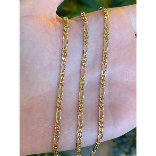 Vintage Solid 18k Yellow Gold Figaro Chain Necklace - 19.75 inches