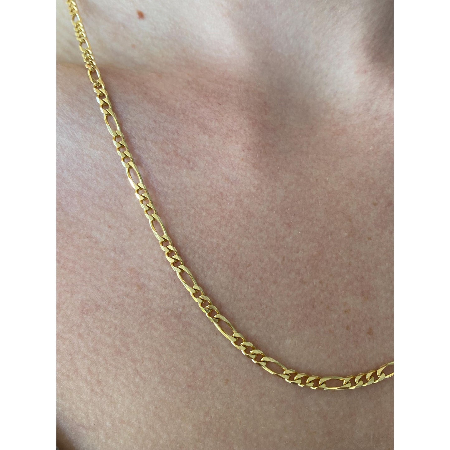 Vintage Solid 18k Yellow Gold Figaro Chain Necklace - 19.75 inches