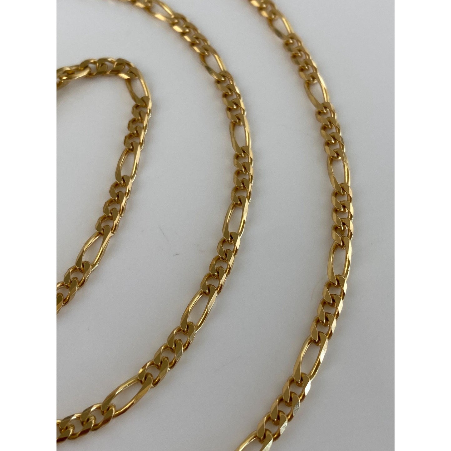 Vintage Solid 18k Yellow Gold Figaro Chain Necklace - 19.75 inches