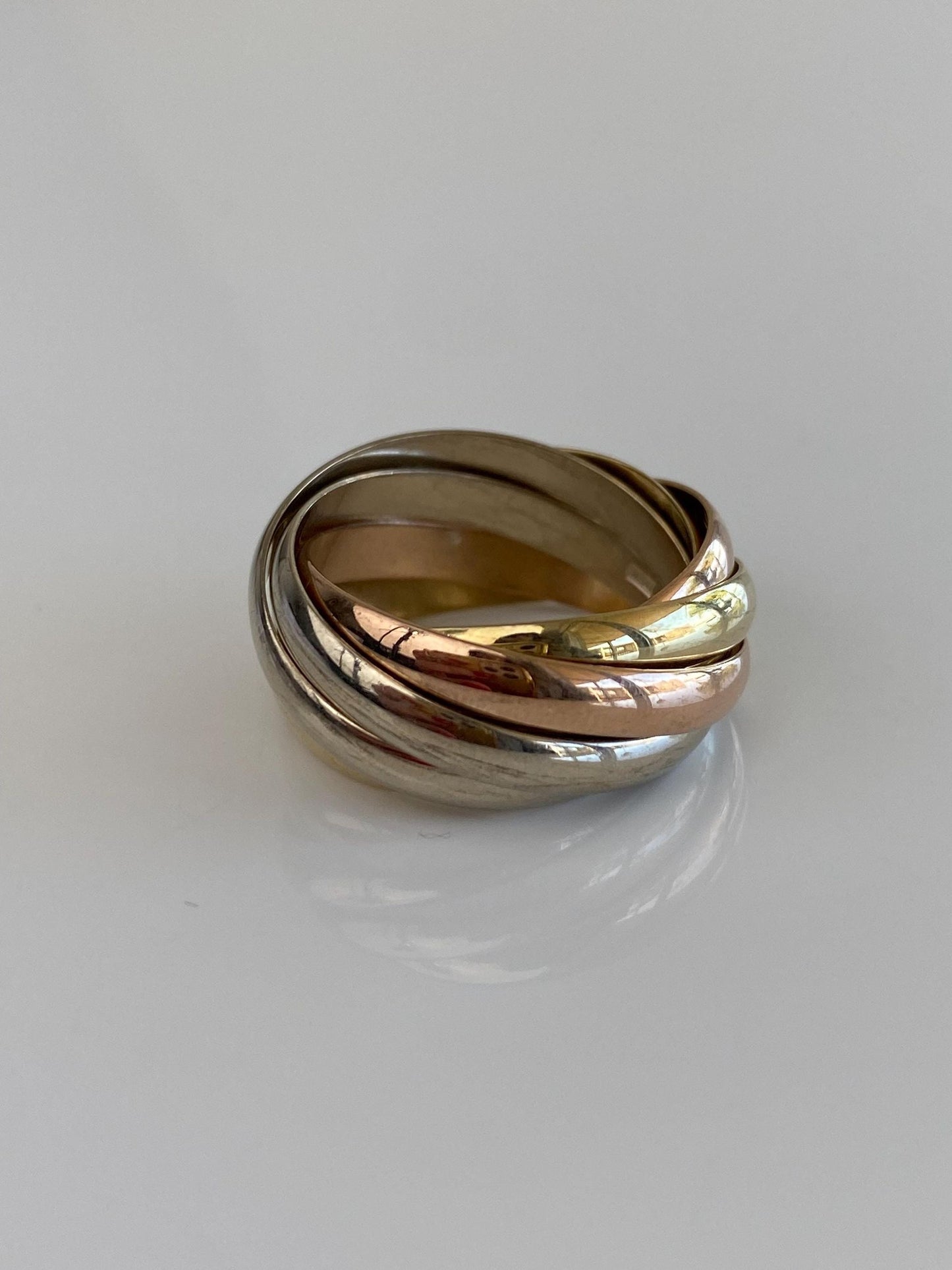 Vintage Solid 14k Tri Tone Gold Wide Rolling Ring - Size 7