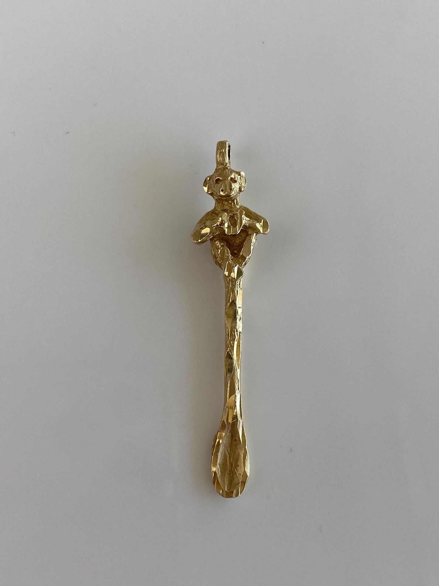 Vintage Solid 14k Yellow Gold Monkey Spoon Charm