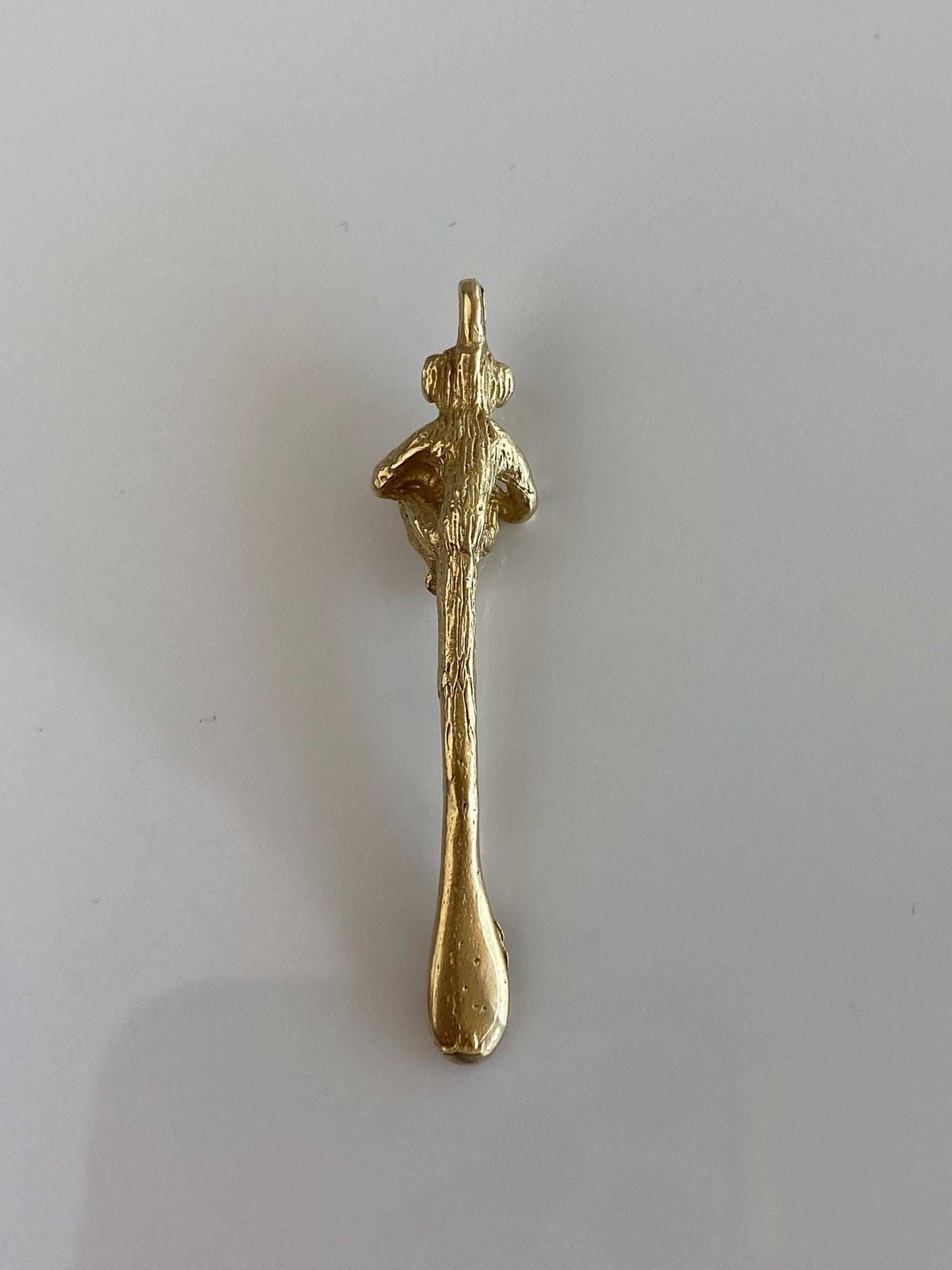 Vintage Solid 14k Yellow Gold Monkey Spoon Charm