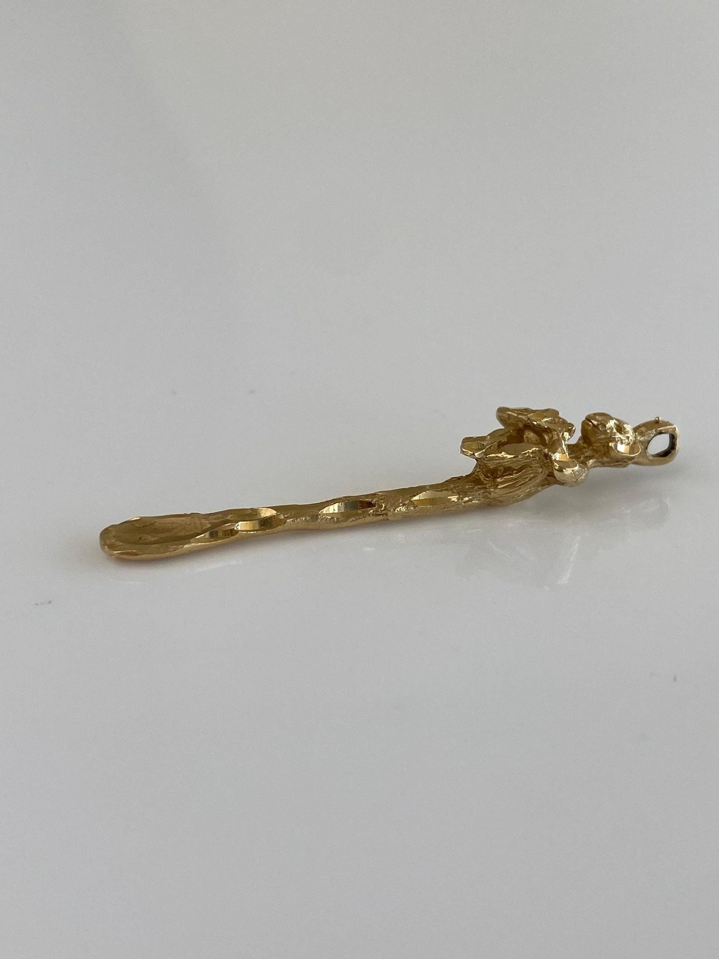 Vintage Solid 14k Yellow Gold Monkey Spoon Charm
