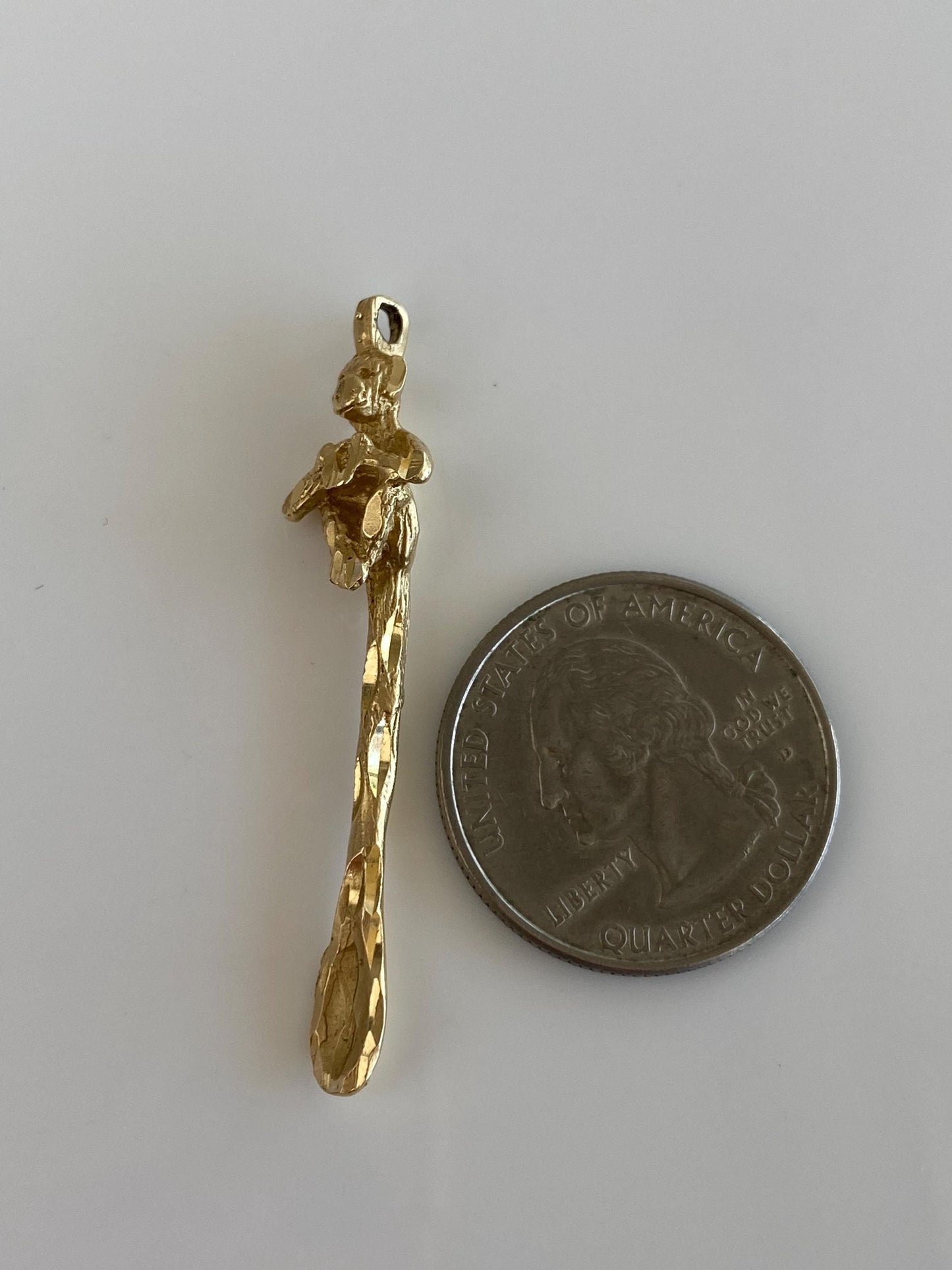Vintage Solid 14k Yellow Gold Monkey Spoon Charm