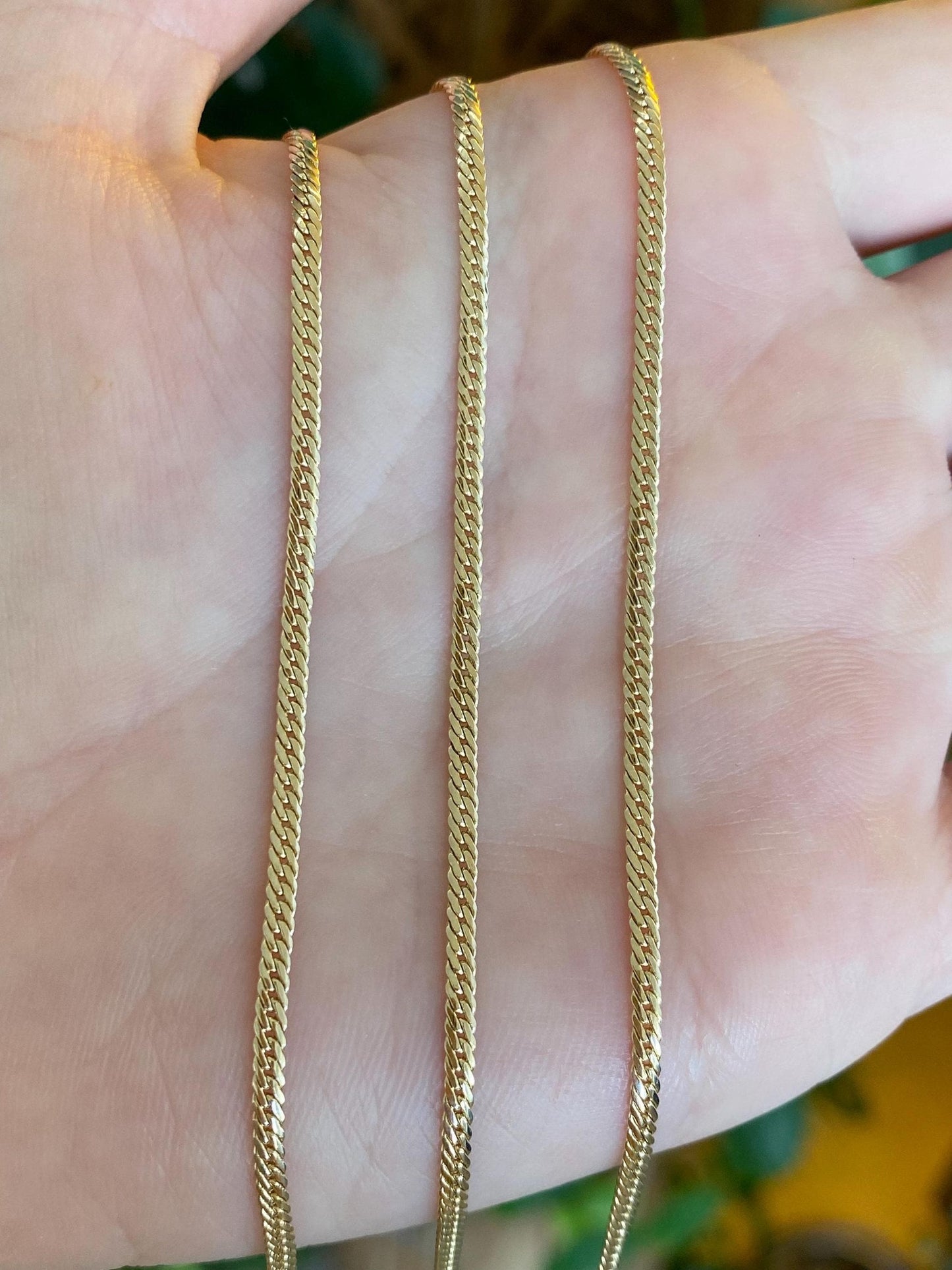 Vintage Solid 14k Yellow Gold Flat Curb Chain Necklace - 19.25 inches